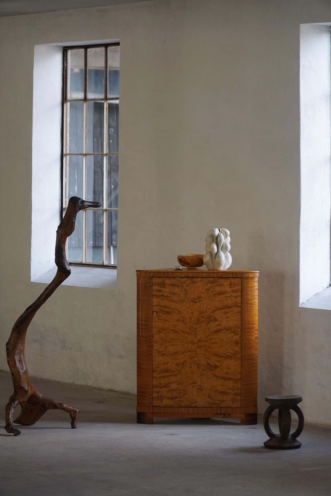 French Mid Century Abstract Wooden Sculpture, Organic Carved Bird Form, 1960s photo 1934.0