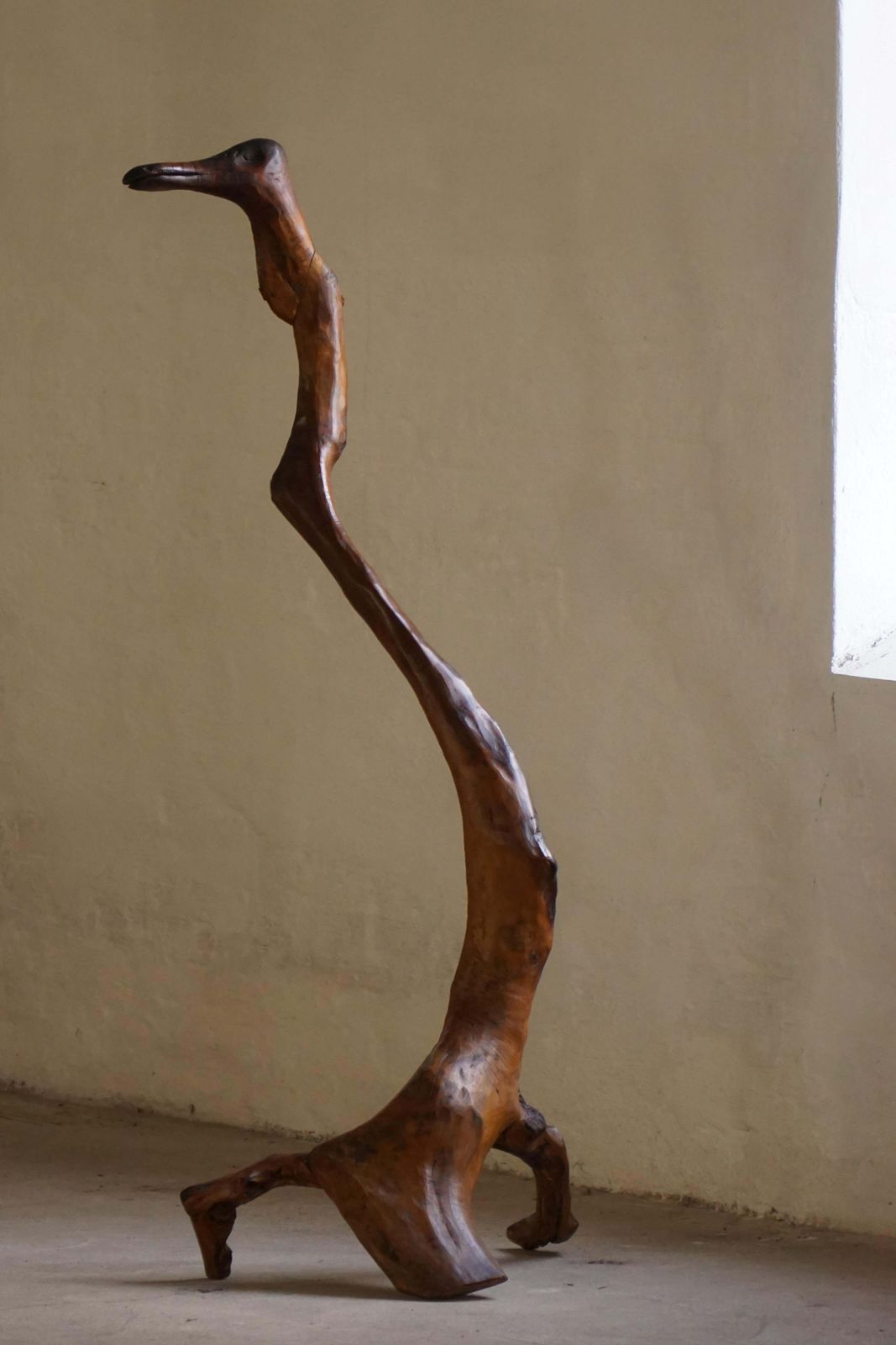 French Mid Century Abstract Wooden Sculpture, Organic Carved Bird Form, 1960s photo buy