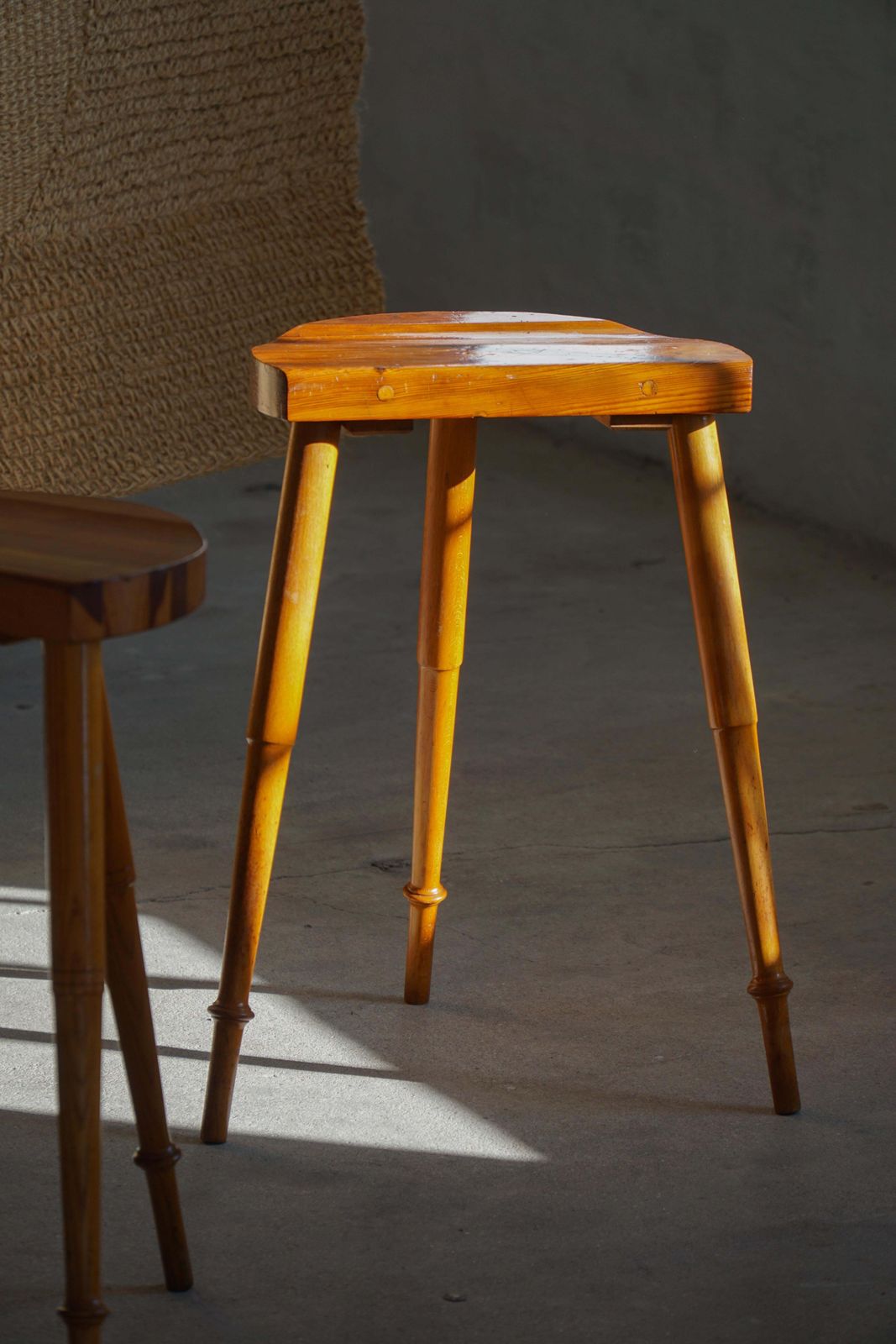 photo for sale Tripod Bar Stools In Solid Pine, By A Danish Cabinetmaker, Mid Century, 1960s