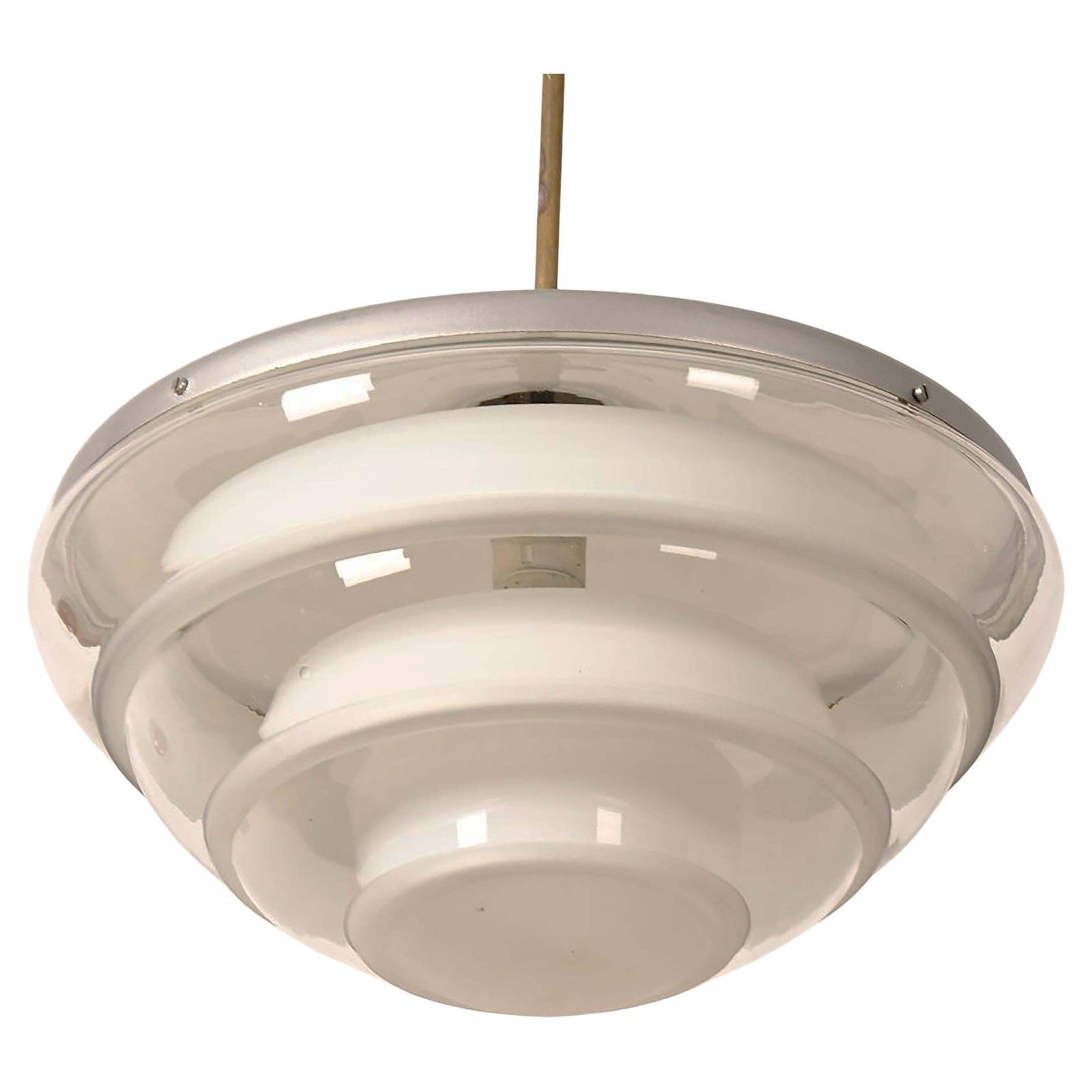 Large Bauhaus Opaline Glass Pendant By Karl Gustaf Lindesvärd