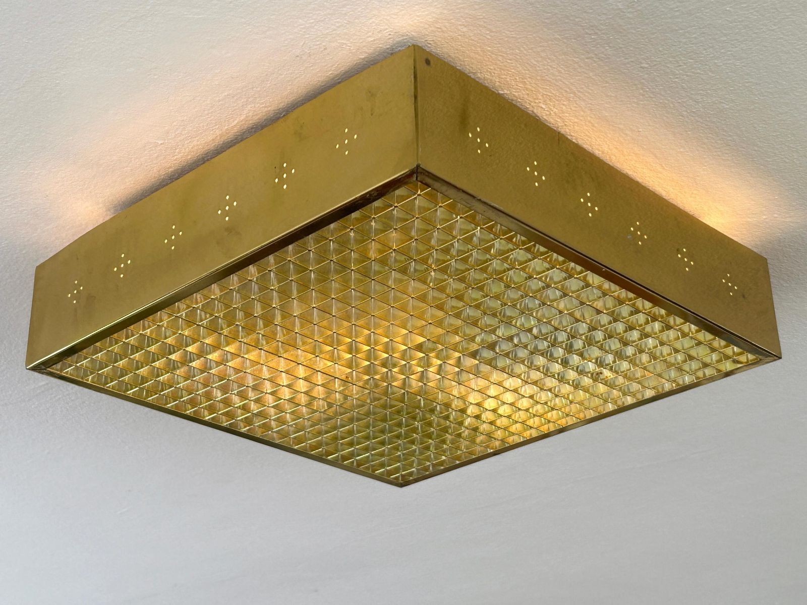 Elegant Mid Century Modern Brass Flush Mount Or Ceiling Lamp Sweden 1960s photo 1730.0