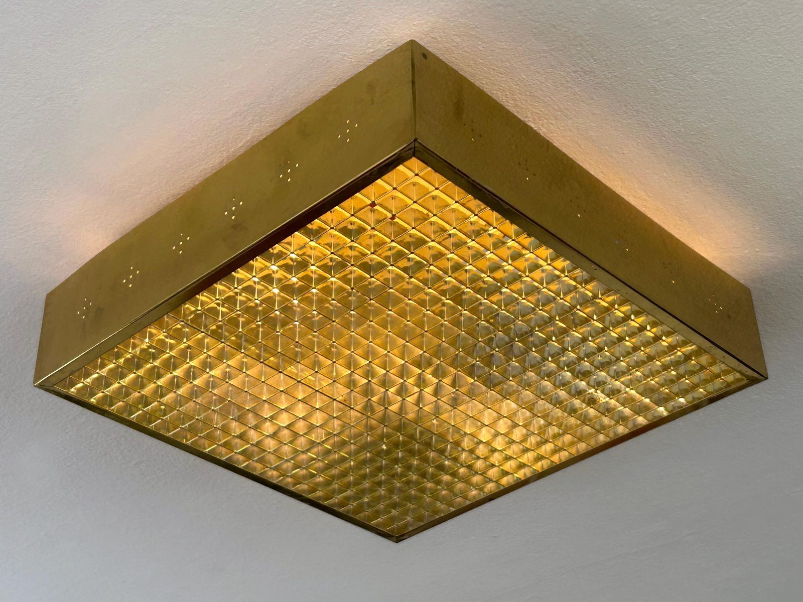 Elegant Mid Century Modern Brass Flush Mount Or Ceiling Lamp Sweden 1960s photo vintage