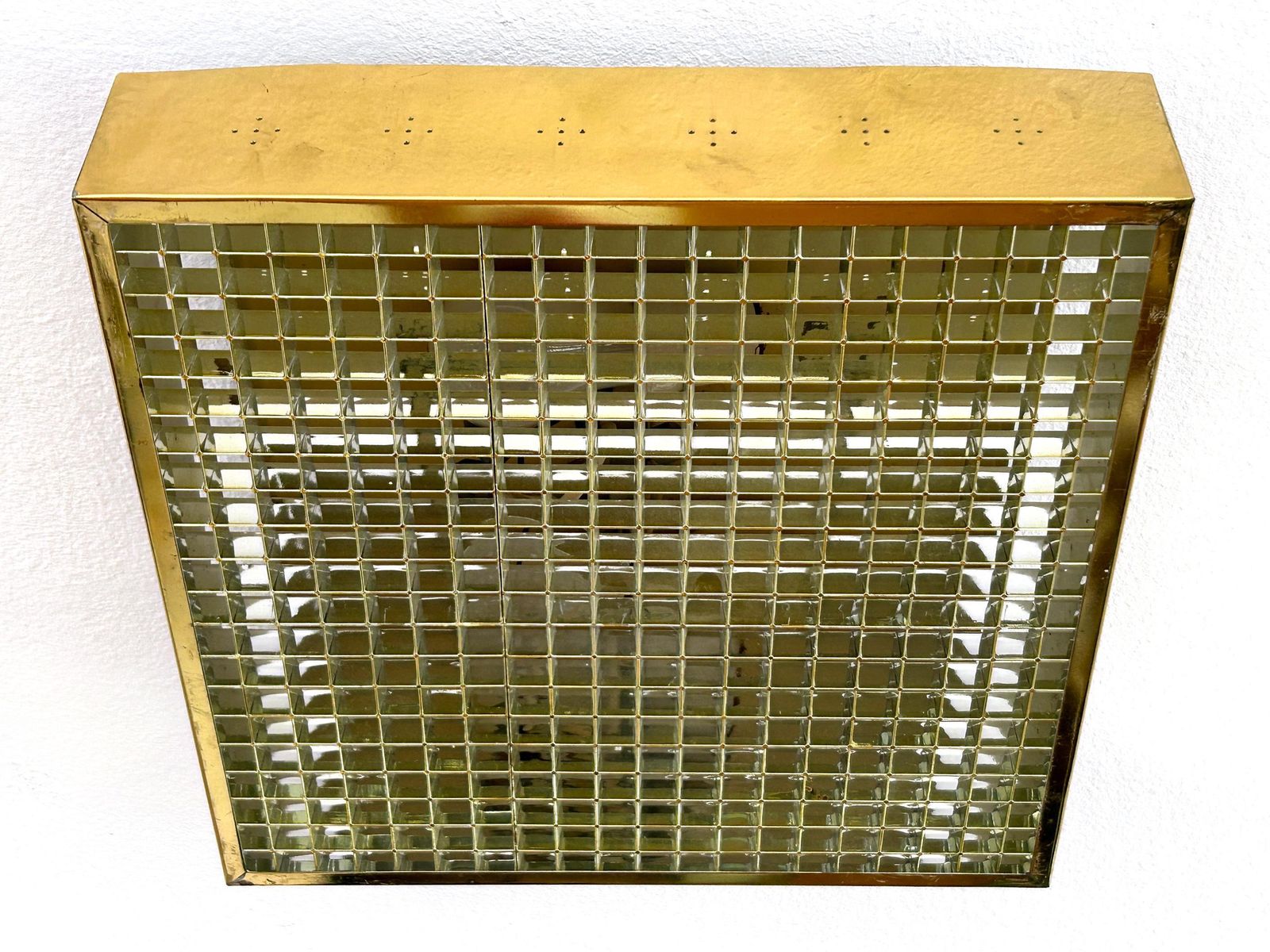 photo for sale Elegant Mid Century Modern Brass Flush Mount Or Ceiling Lamp Sweden 1960s