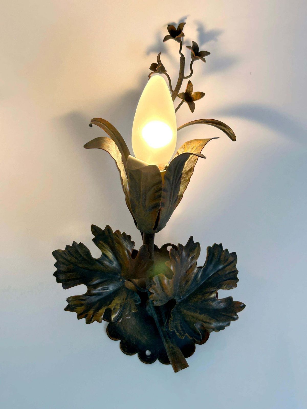 Set Of Two Elegant Vine Leaves Sconces By Honsel Leuchten Germany 1970s photo vinterior