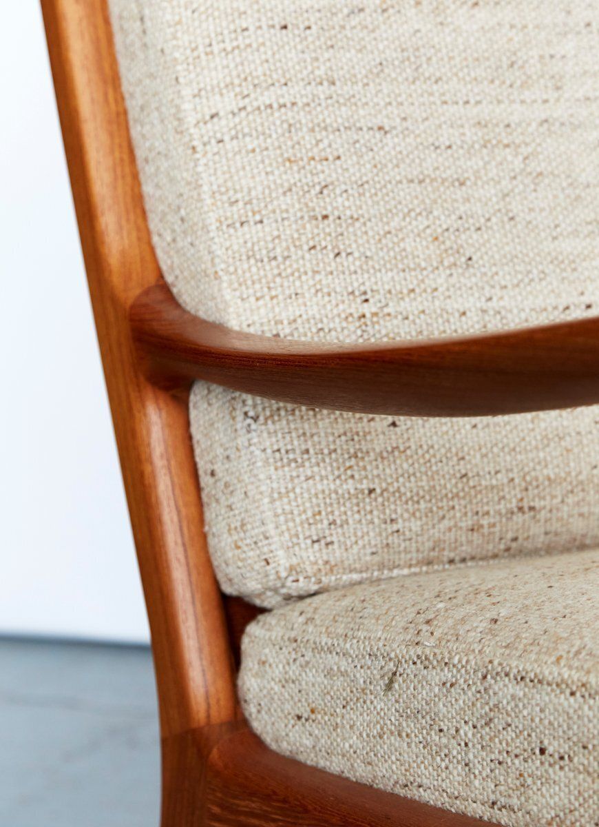photo for sale Mid Century Modern Teak Senator Highback Chair By Ole Wanscher For Poul Jeppesen, 1960s