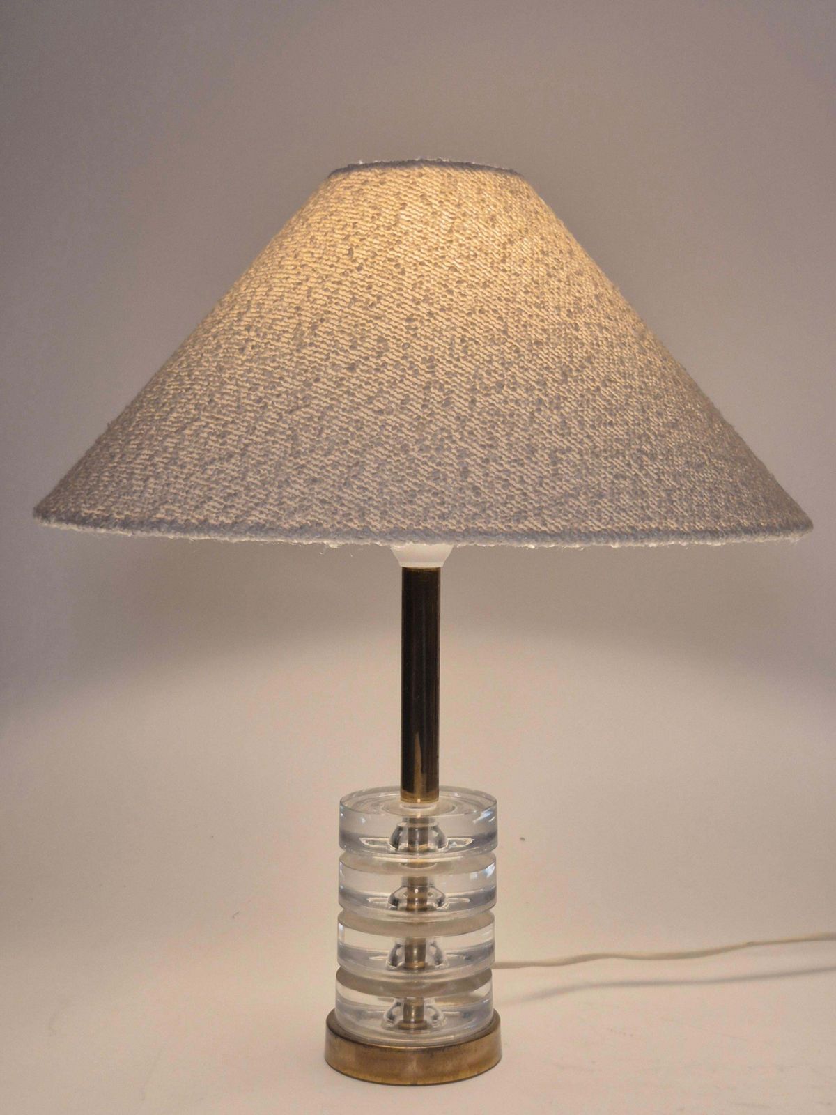 Timeless Pair Of Scandinavian Modern Table Lamps With Orrefors Glass And Brass photo Lighting