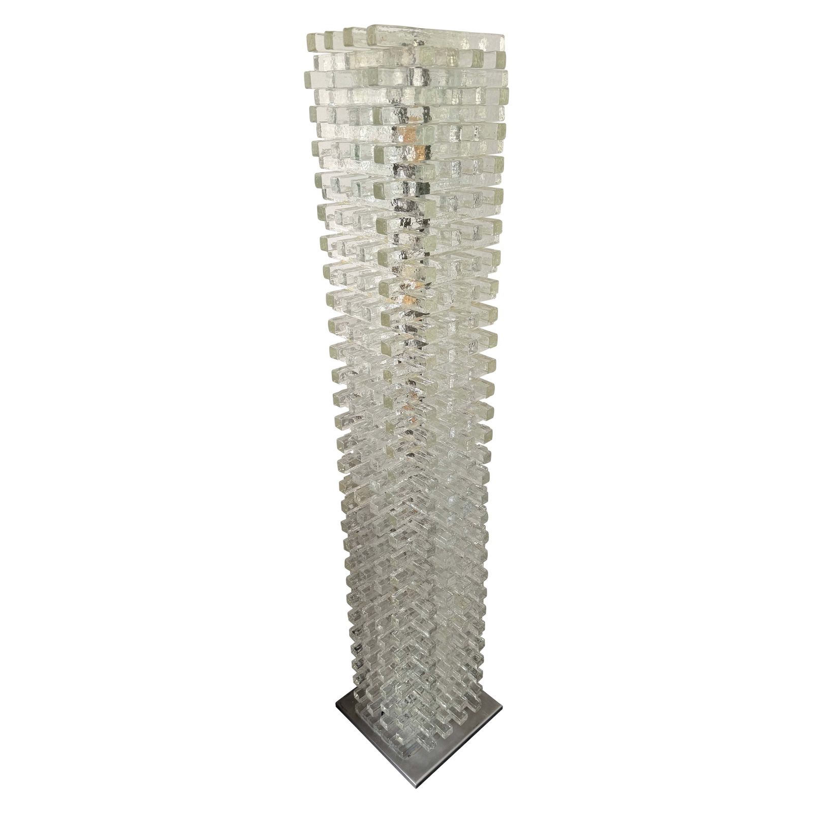 Mid Century Modern Glass Tower Floor Lamp By Poliarte, Italy, 1970s
