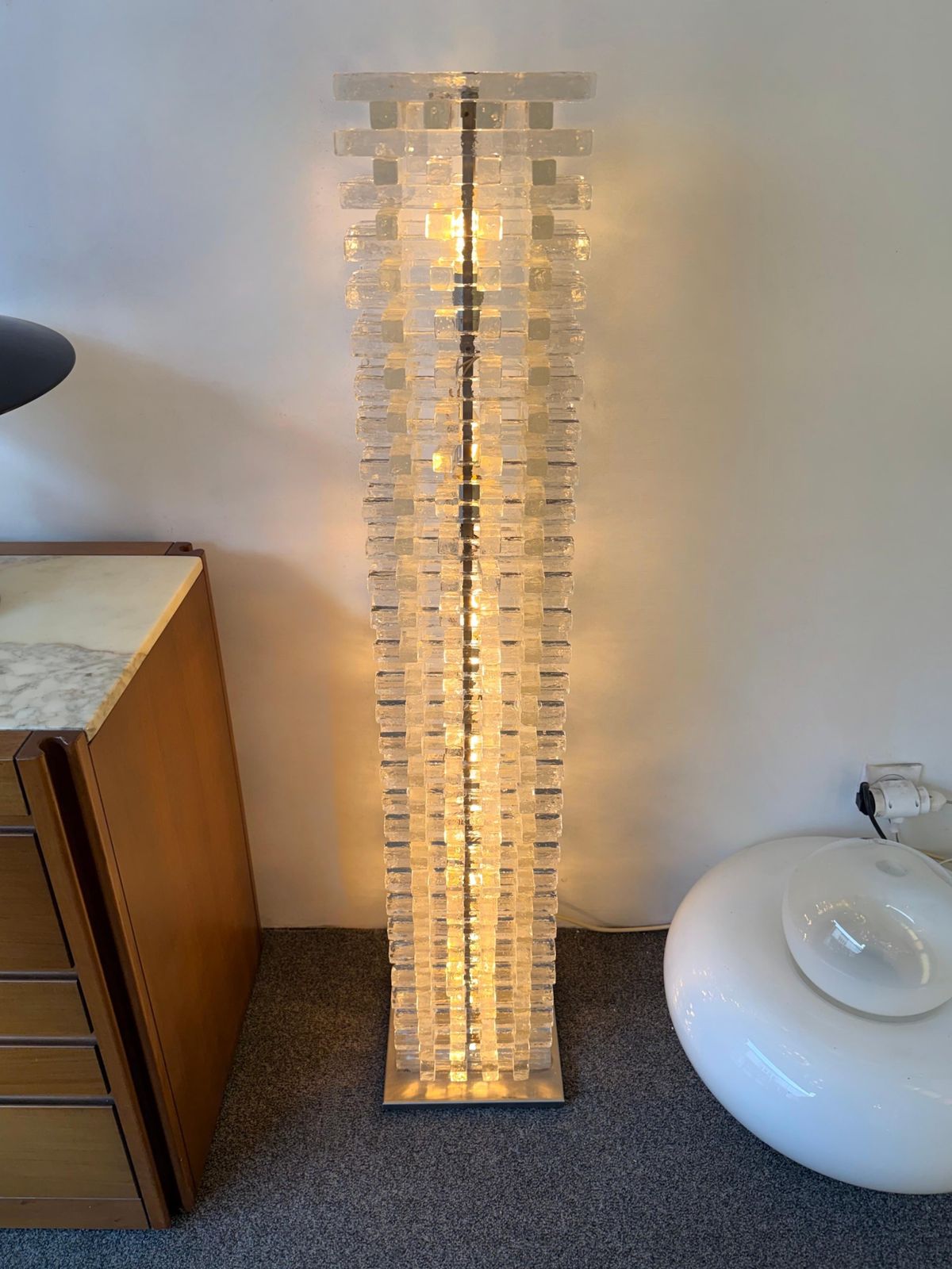 Mid Century Modern Glass Tower Floor Lamp By Poliarte, Italy, 1970s photo furniture