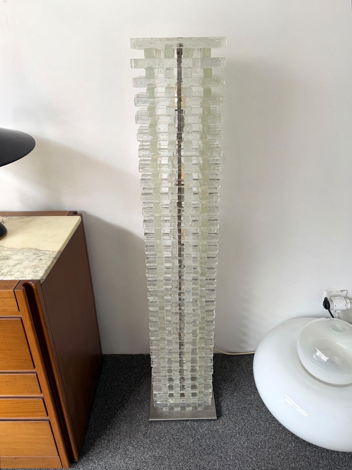 Mid Century Modern Glass Tower Floor Lamp By Poliarte, Italy, 1970s photo 11247.0