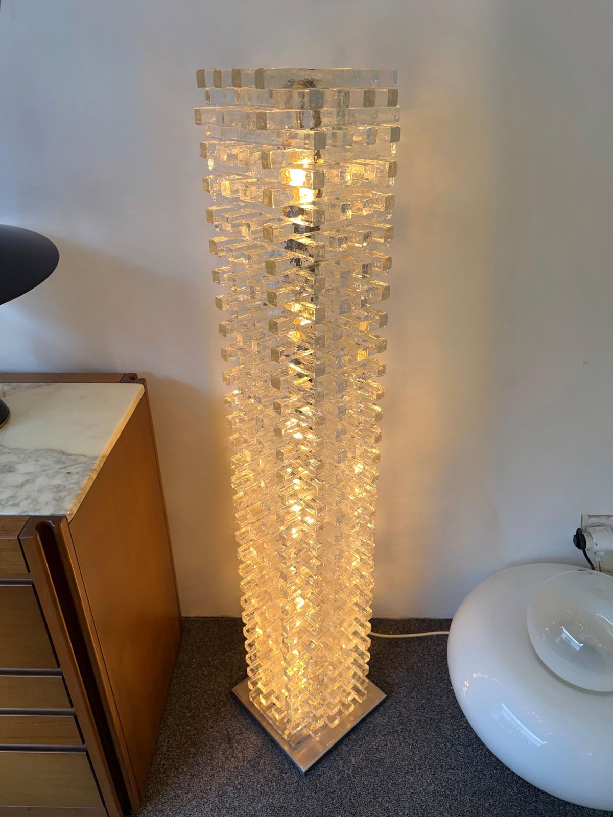 11247.0 Mid Century Modern Glass Tower Floor Lamp By Poliarte, Italy, 1970s photo