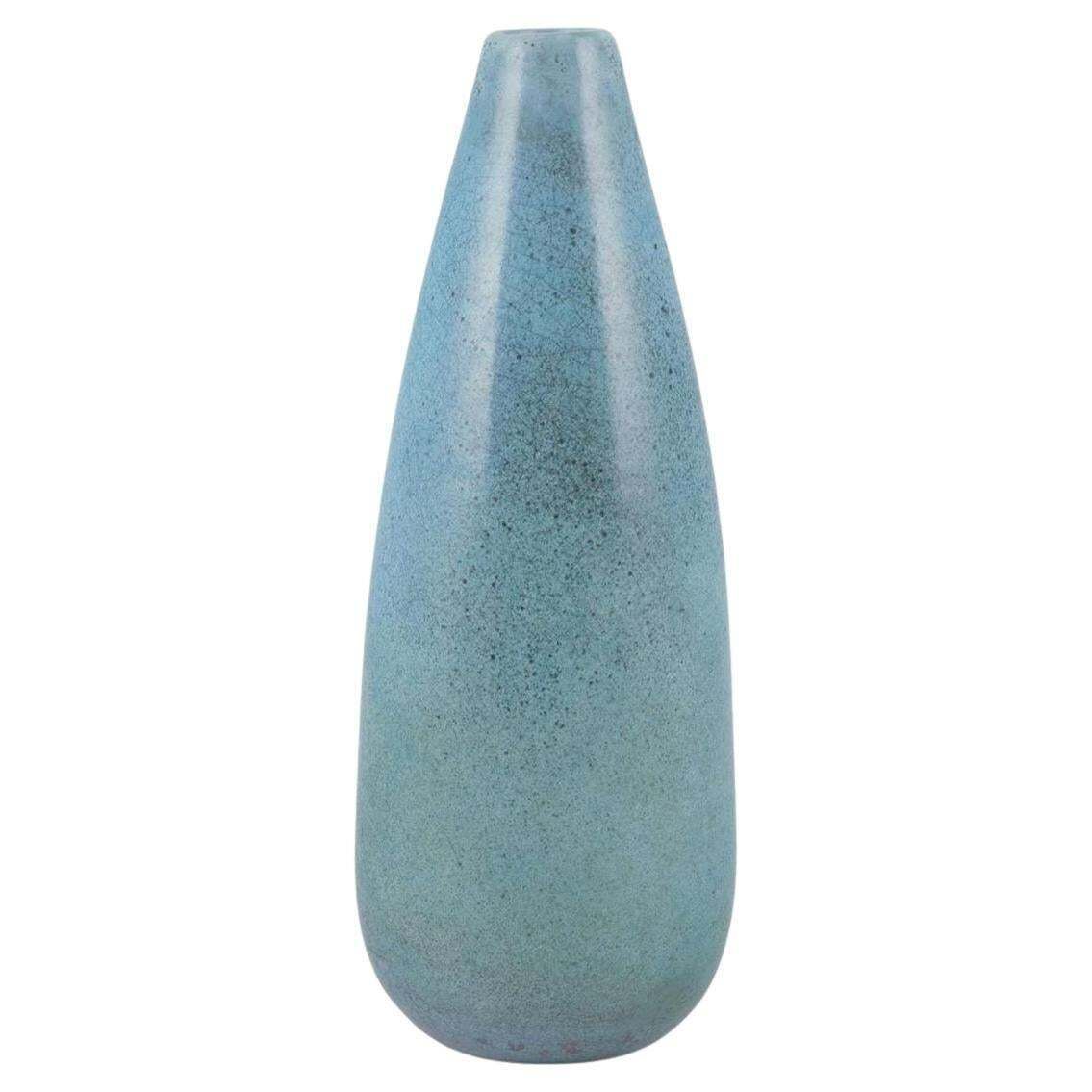 Svend Hammershøi For Kähler. Large Ceramic Vase. Black Green Double Glaze.
