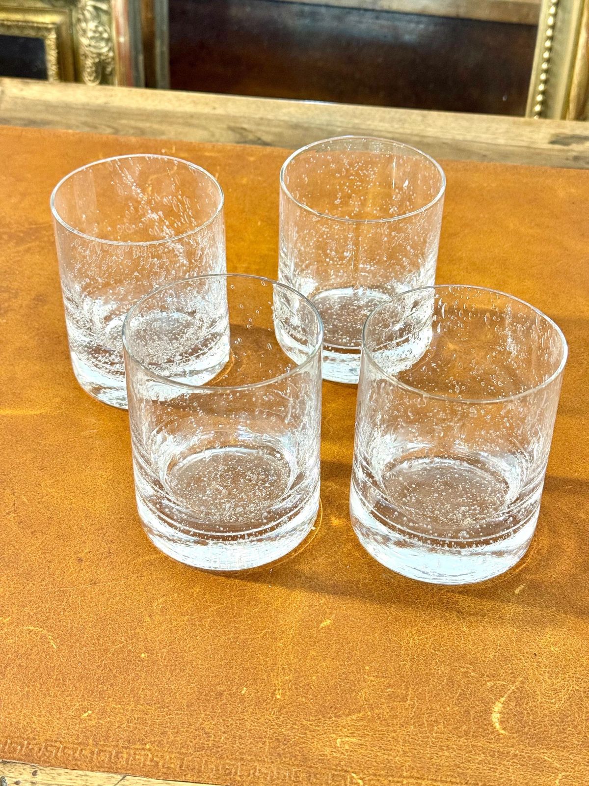 Set Of Four Biot Bubble Glass Tumblers, France 20th Century photo furniture