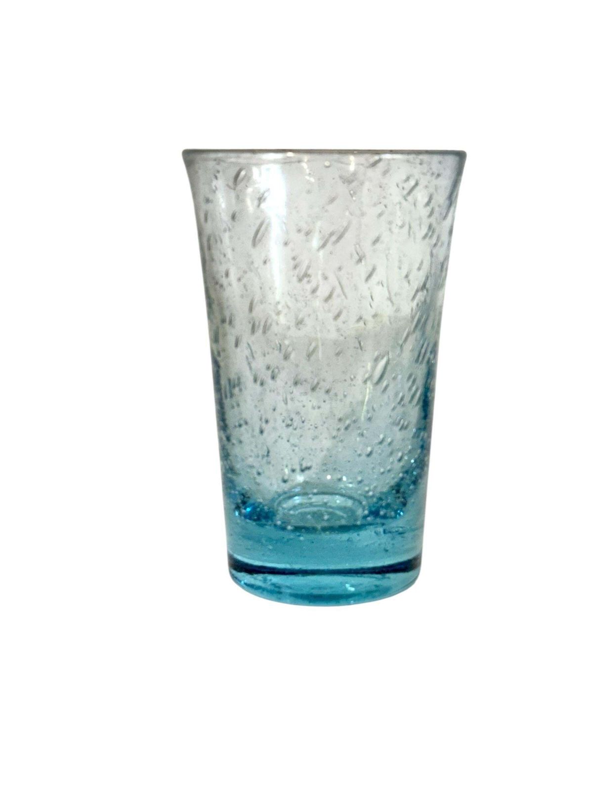 Set Of Four Hand Blown Blue Bubble Glass Tumblers, 20th Century photo buy