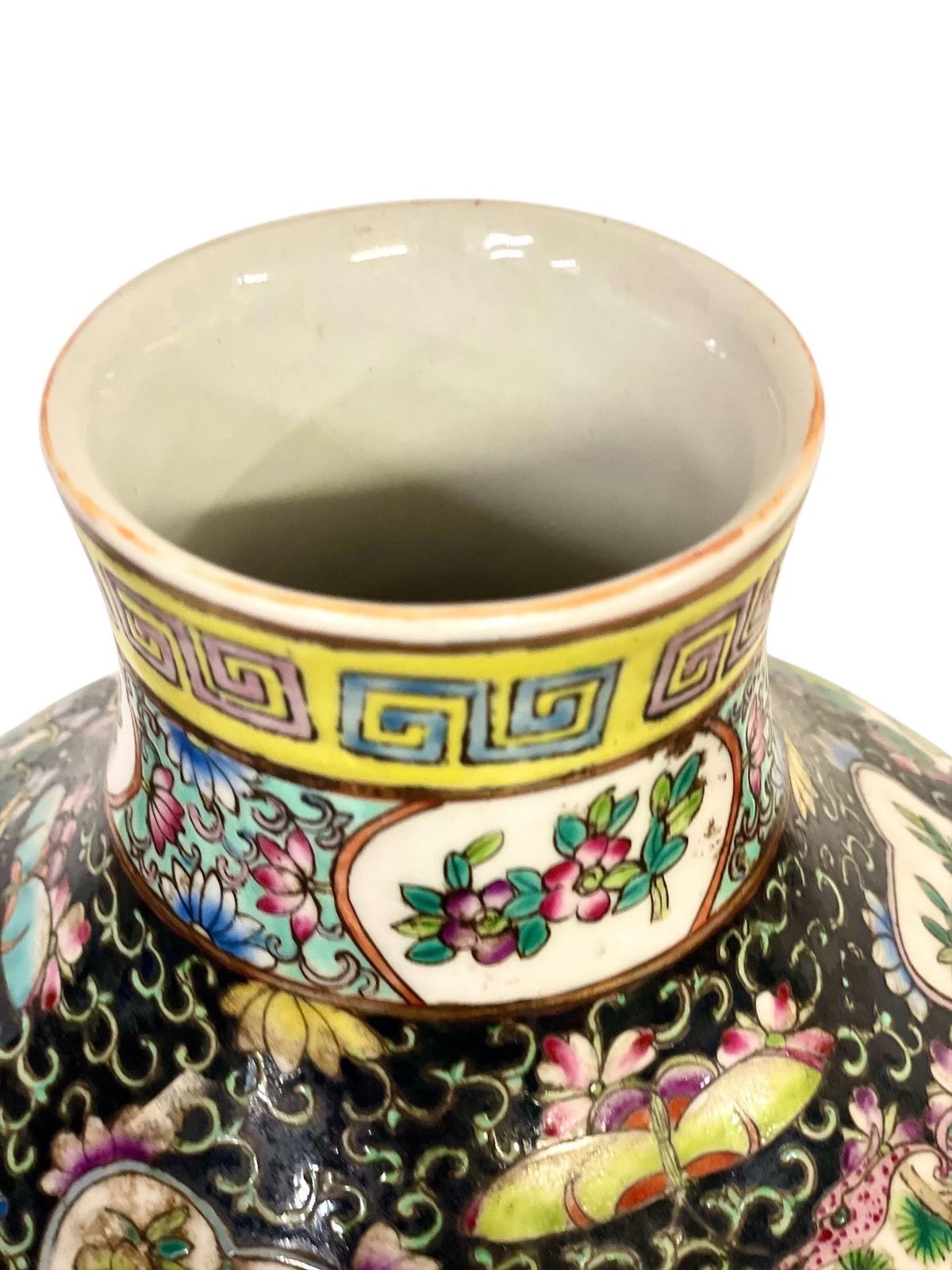 Large Chinese Famille Noire Porcelain Vase With Birds And Floral Panels photo Home Decor