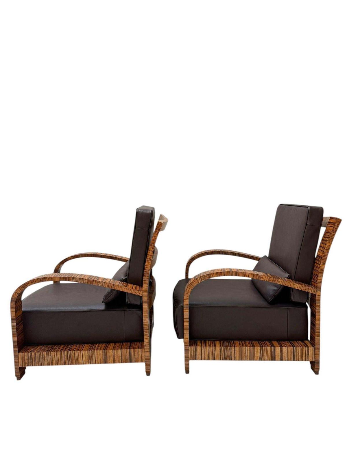 Two Art Deco Lounge Chairs With Leather Cushions France, 1930s photo furniture