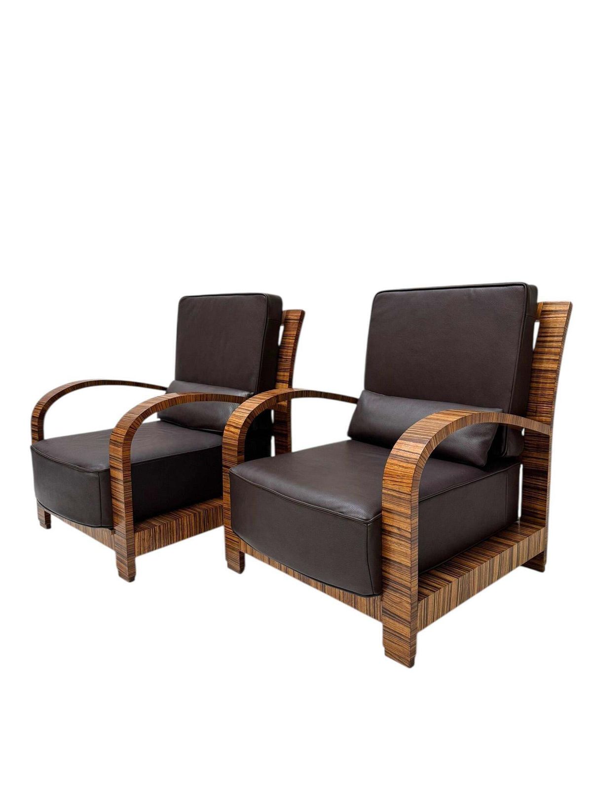 Two Art Deco Lounge Chairs With Leather Cushions France, 1930s photo Furniture