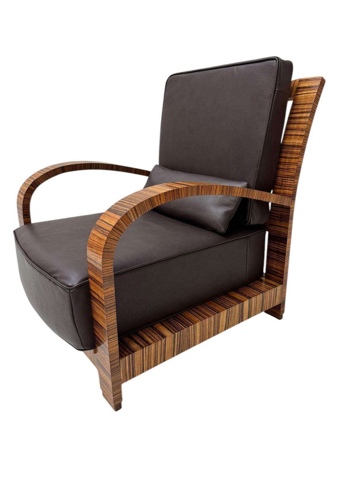 photo for sale Two Art Deco Lounge Chairs With Leather Cushions France, 1930s