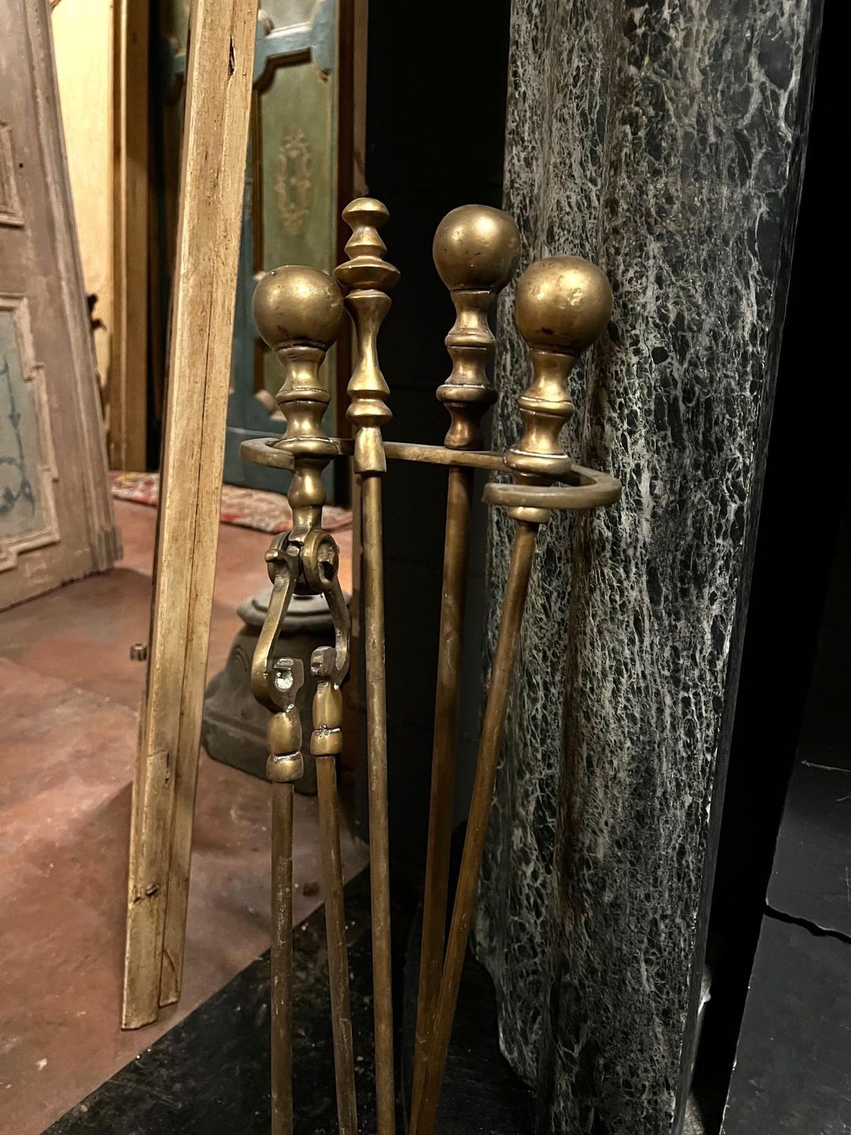 Set Of Gilded Bronze Fireplace Tools, Italy photo 893.0