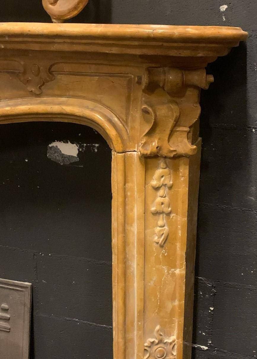 Siena Yellow Marble Fireplace Frame, Carved, Italy photo vinterior