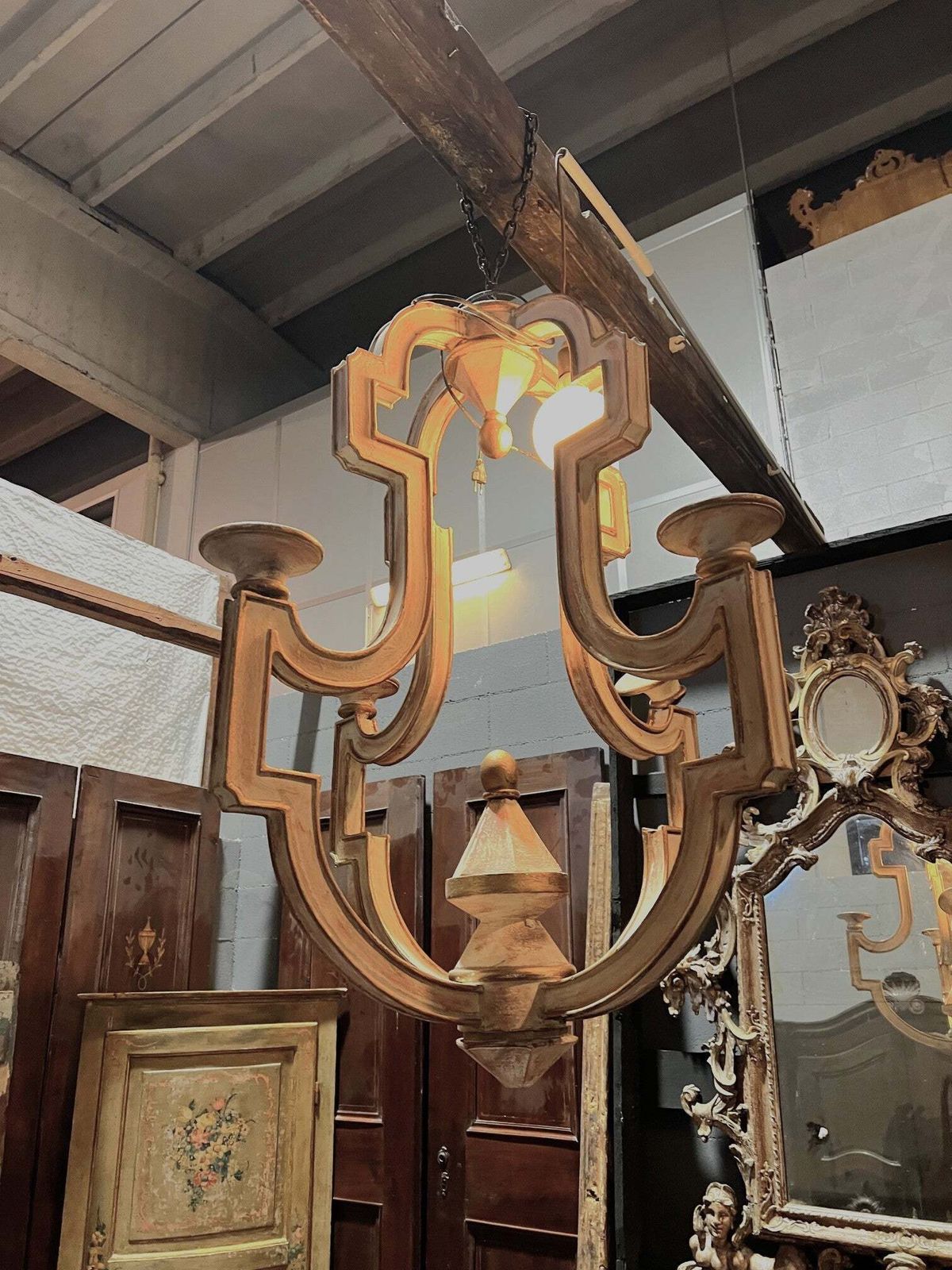 Carved And Gilded Wooden Pendant Chandelier, Italy photo furniture