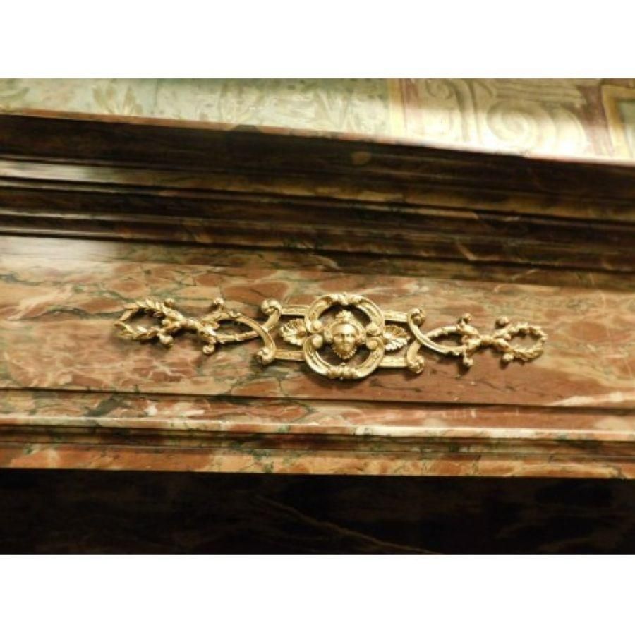 photo furniture Fireplace Mantel In Levanto Red Marble, Applied Bronzes Empire Style, Italy