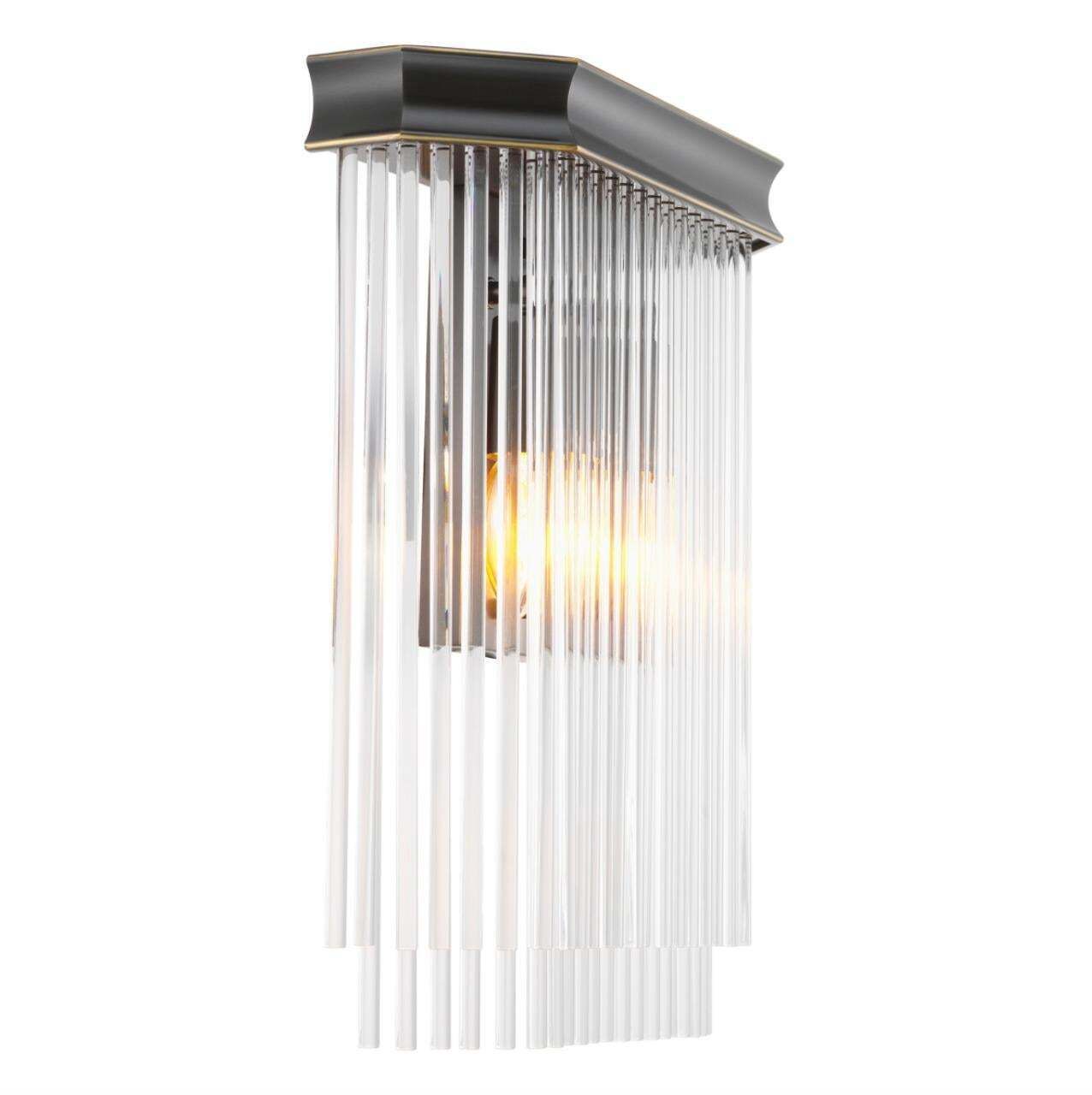 Pair Of Wall Lamps In Bronze Finish And Clear Glass photo 1717.0