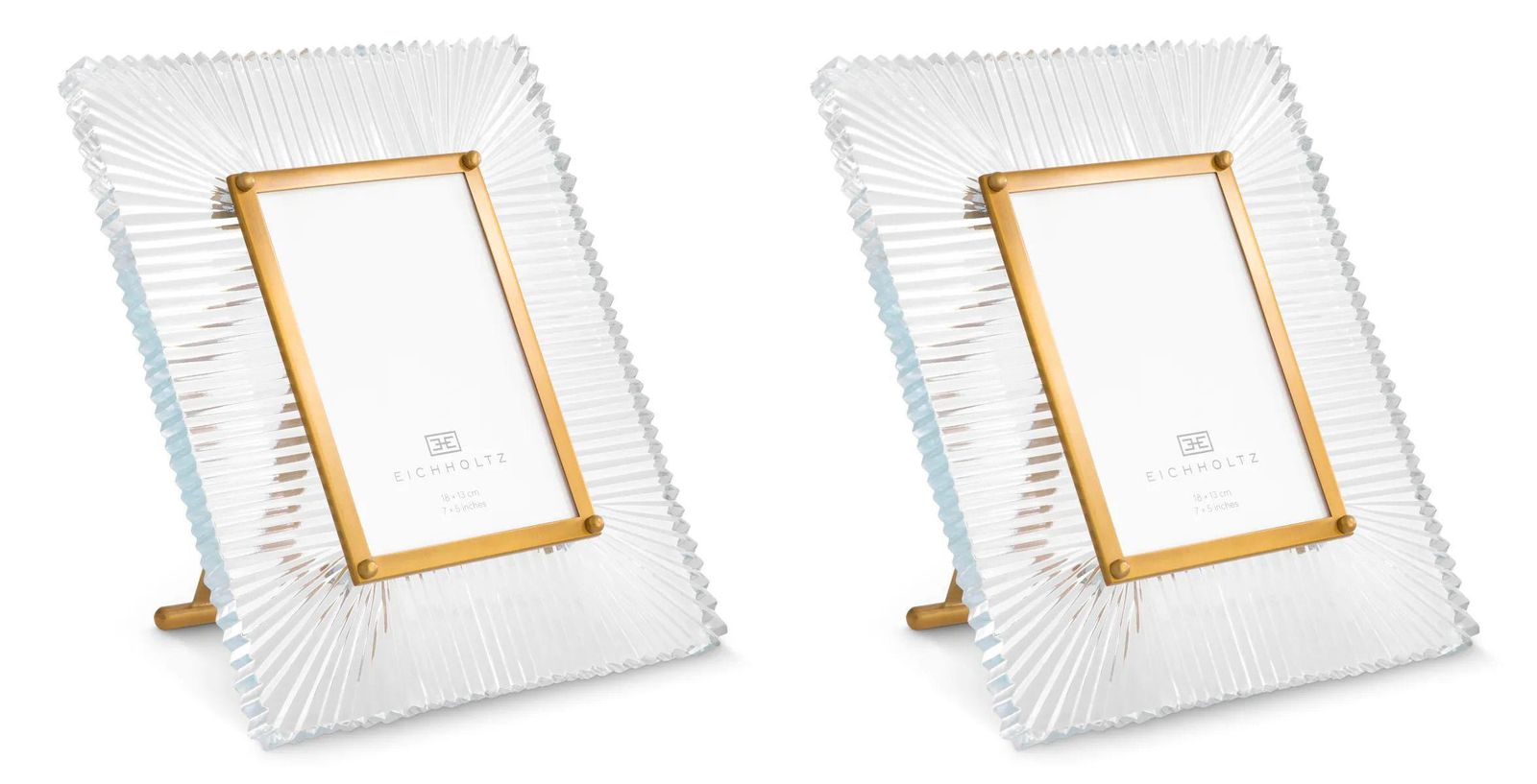 Set Of Two Brass And Carved Glass Picture Frame photo furniture