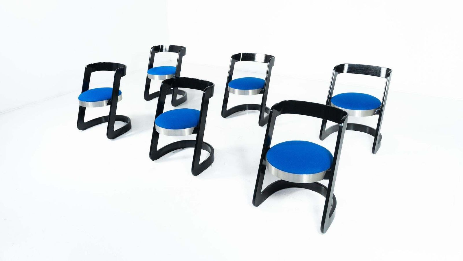 Furniture Set Of 6 Chairs By Willy Rizzo For Mario Sabot, Italy, 1970s   New Upholstery photo