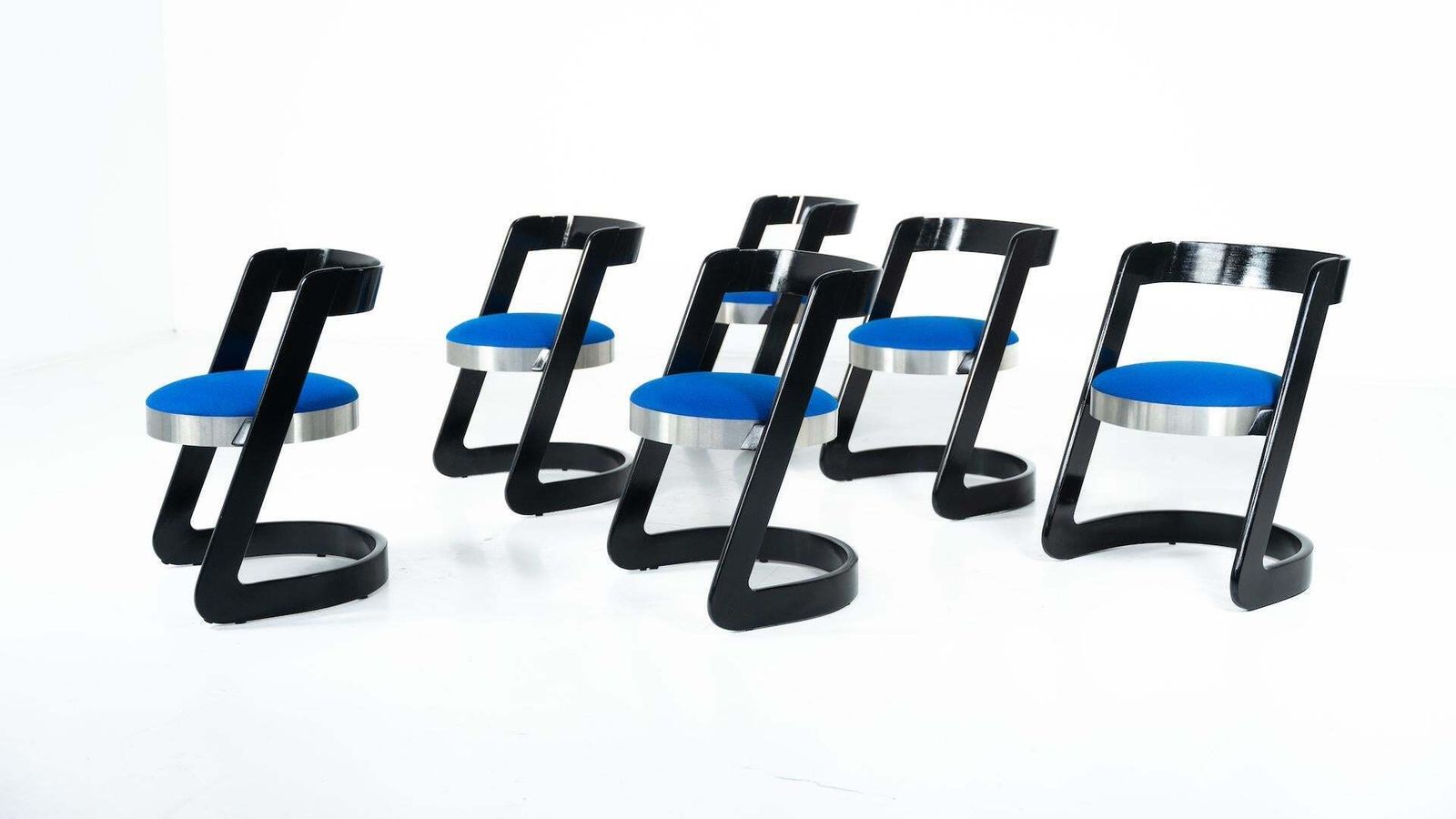 photo vintage Set Of 6 Chairs By Willy Rizzo For Mario Sabot, Italy, 1970s   New Upholstery