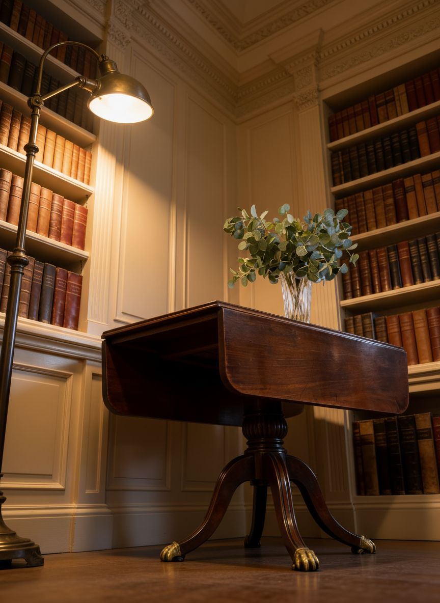 Regency Mahogany Sofa Table With Fitted Drawer On A Turned Column & Reed Legs Brass Paw Feet
