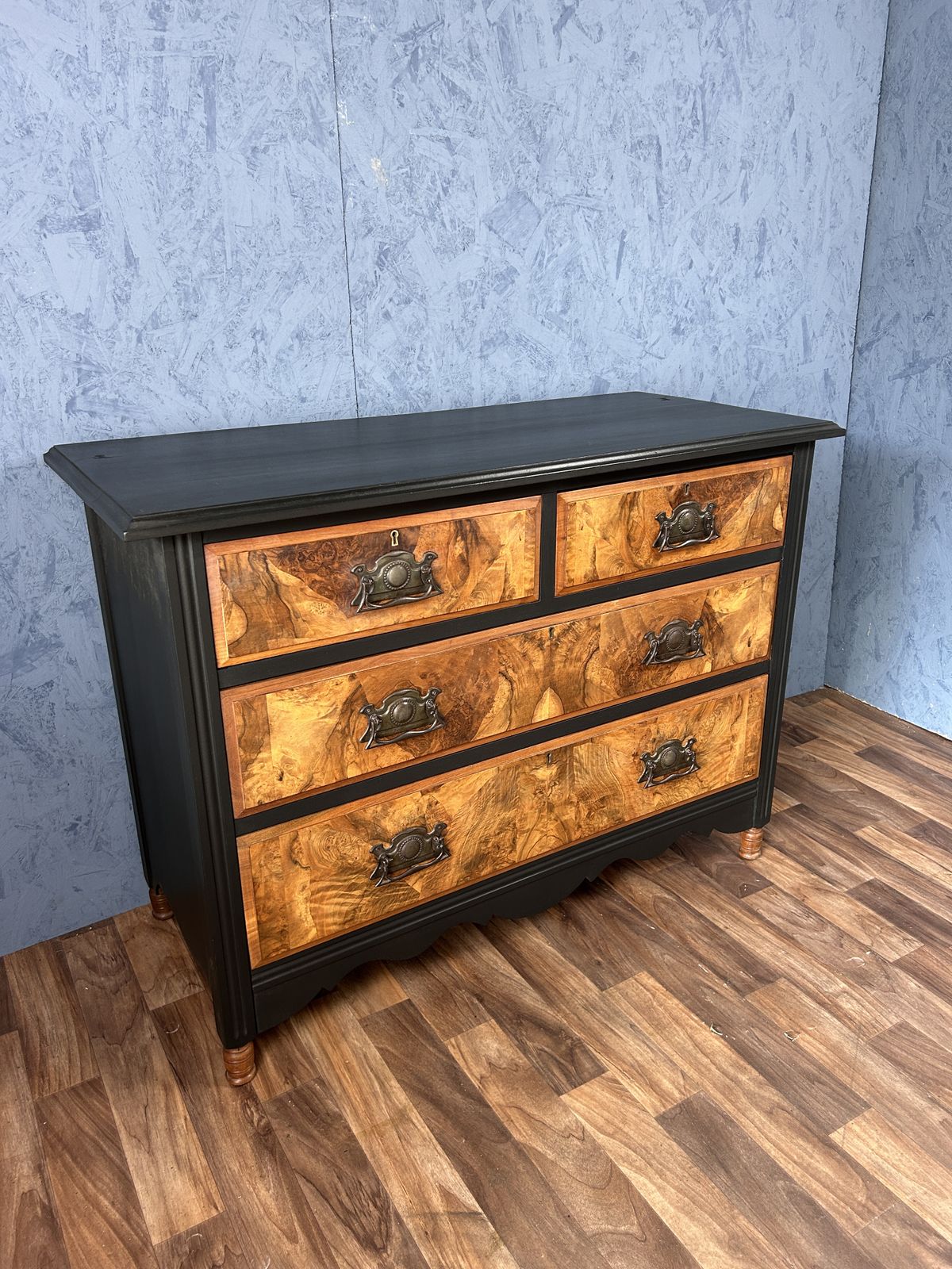 Late Victorian Walnut Chest Of Drawers With Ebonised Finish Body photo furniture