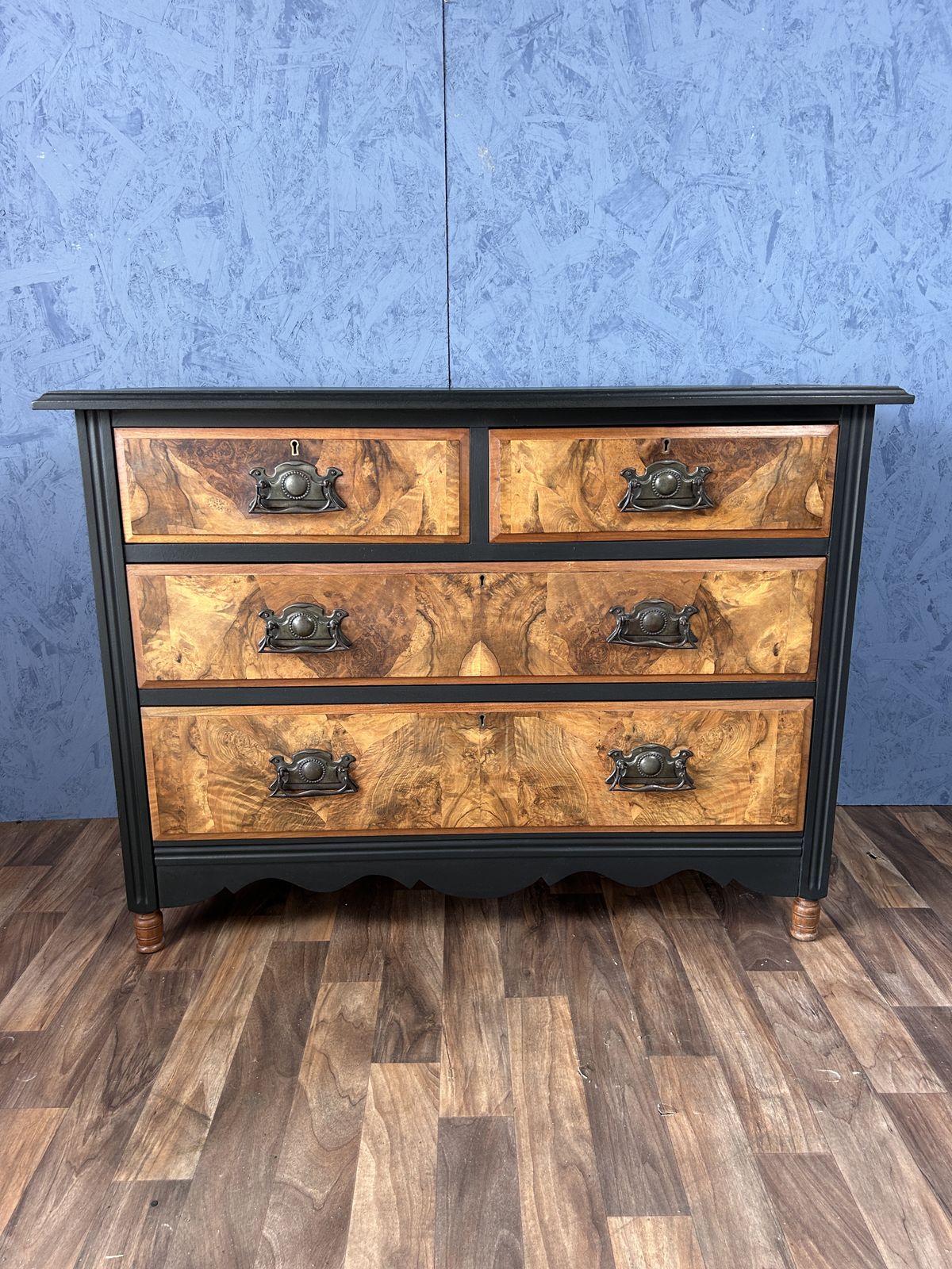 Late Victorian Walnut Chest Of Drawers With Ebonised Finish Body photo buy