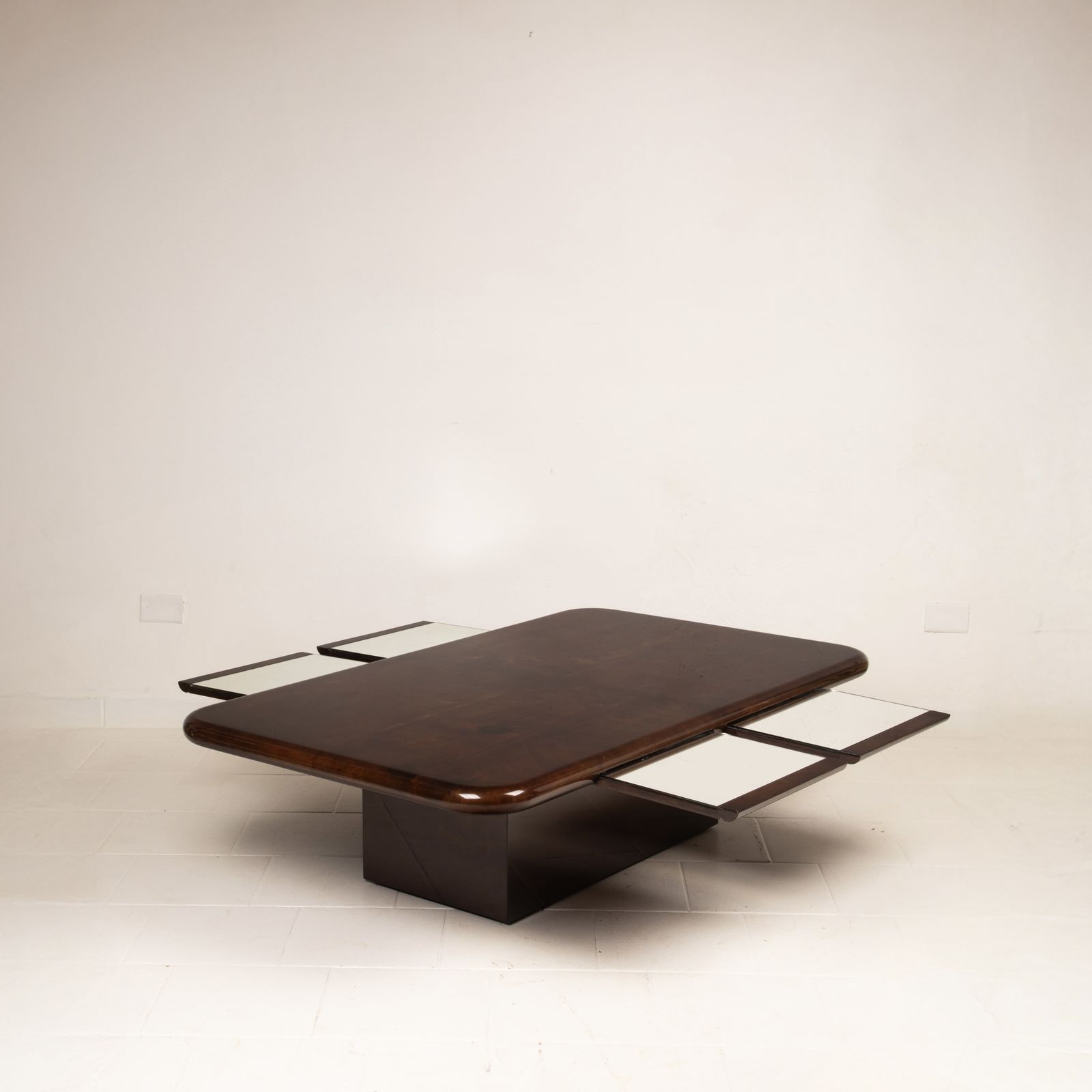 Coffee Table Model 2315 In Parchment And Mirrors By Giorgio Tura For Tura, 1980 photo for sale