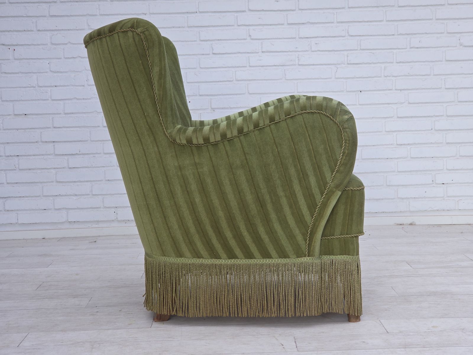 Ca. Jaren 1960, Deense Fauteuil, Groen Meubelvelours. photo buy