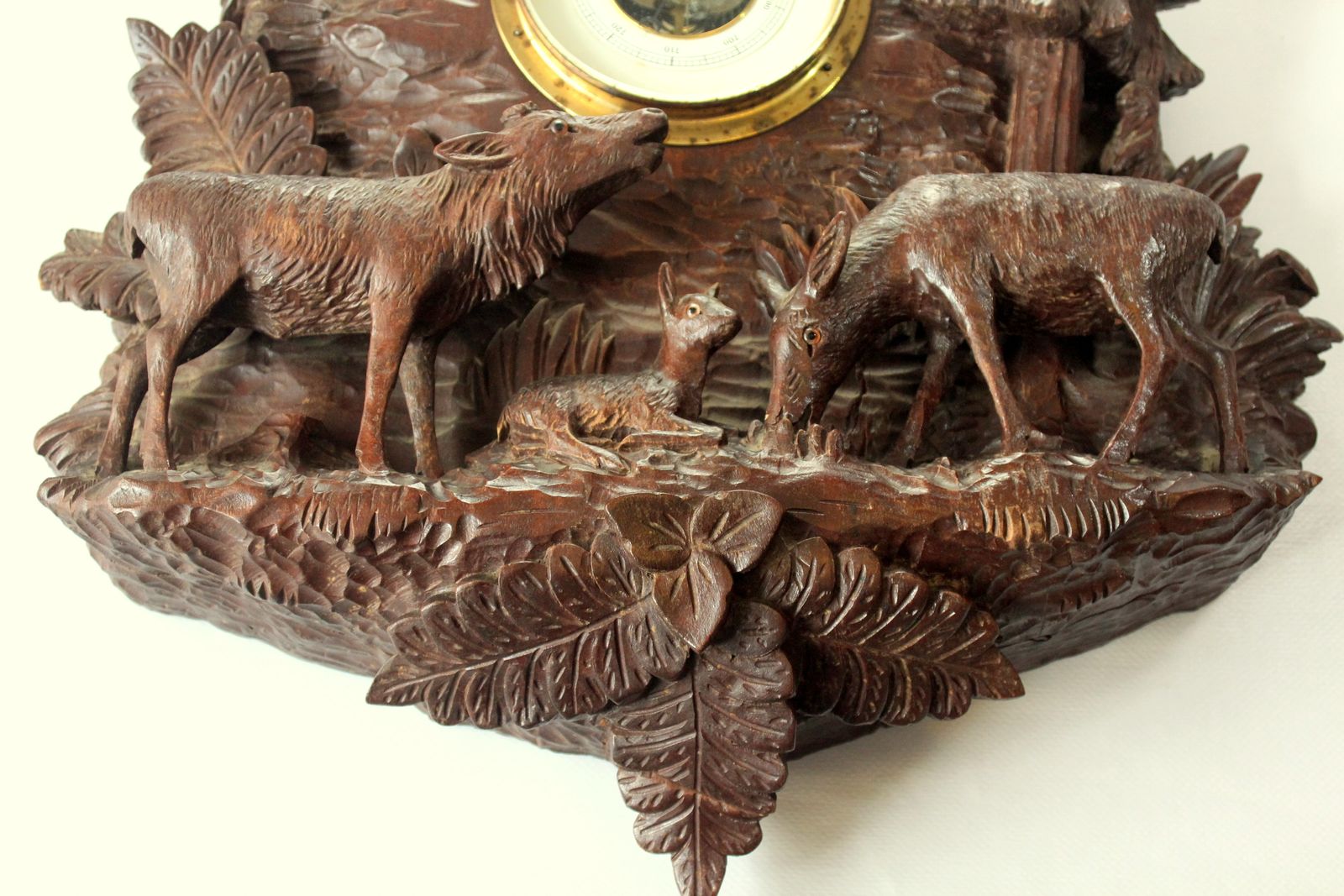 1930s   Antique Carving   Relief Like Handwork On Wood With Barometer   Wood, Metal, Glas   Wall Decoration photo 139.0