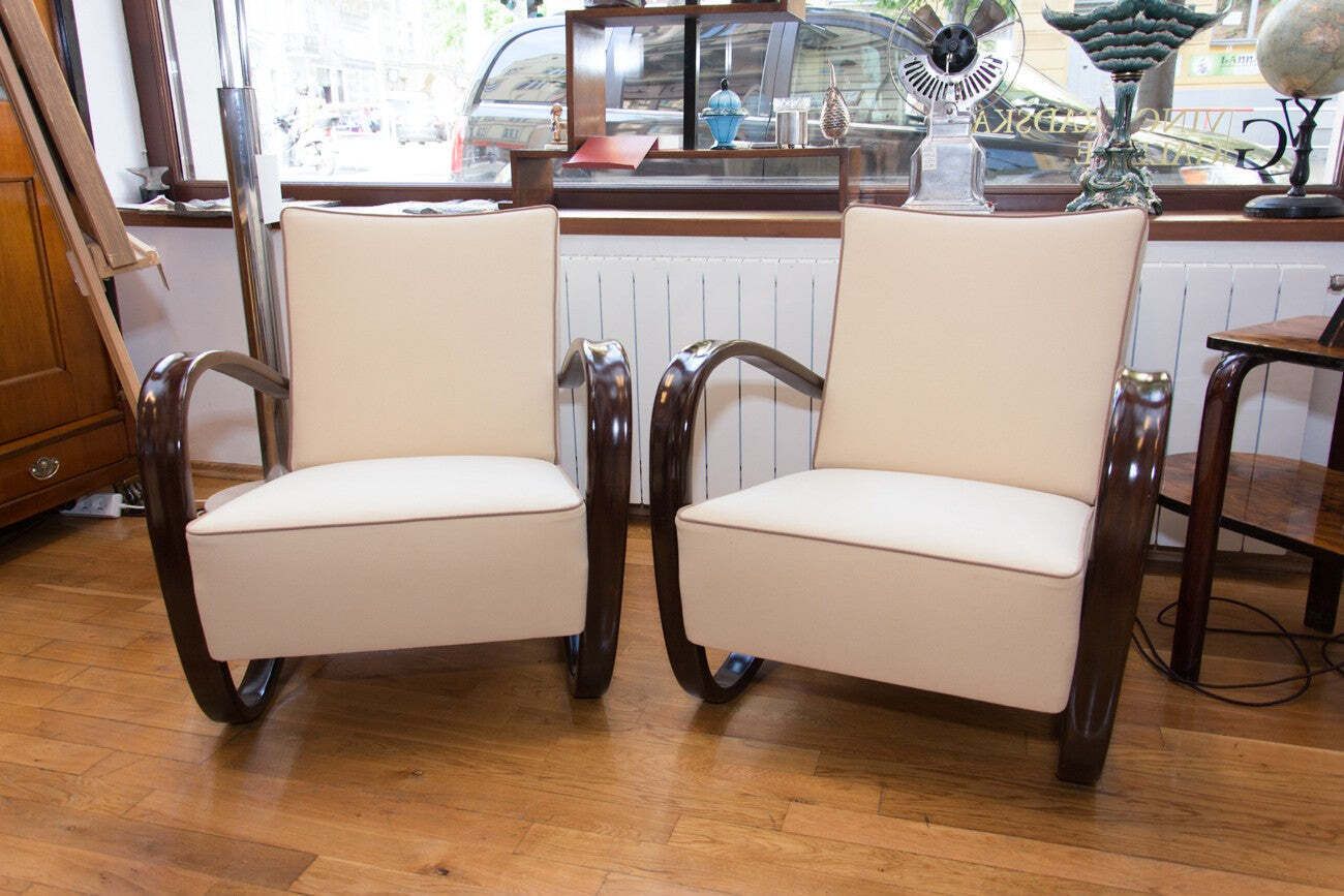 Pair Of Lounge Armchairs H 269 By Jindrich Halabala For Up Zavody, 1930s photo furniture
