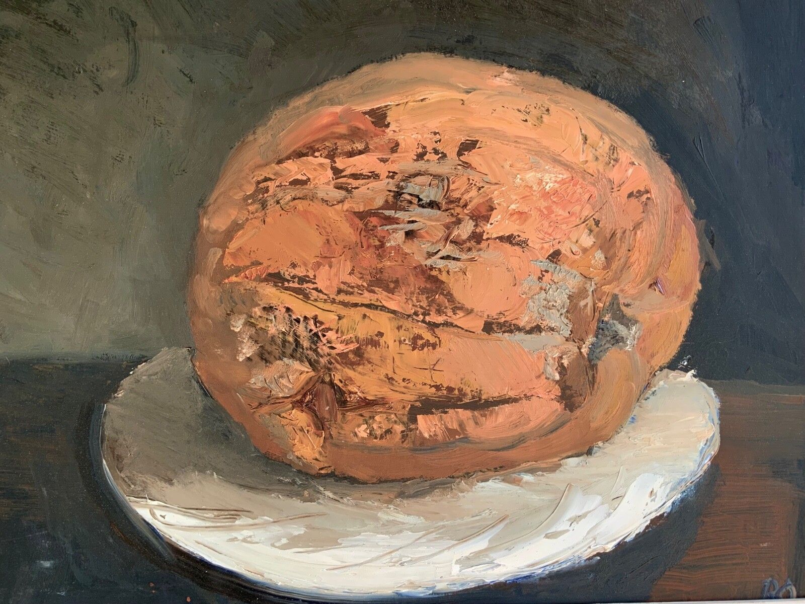 Vintage Oil Painting Still Life With Pumkin Signed R. Grinberg photo for sale
