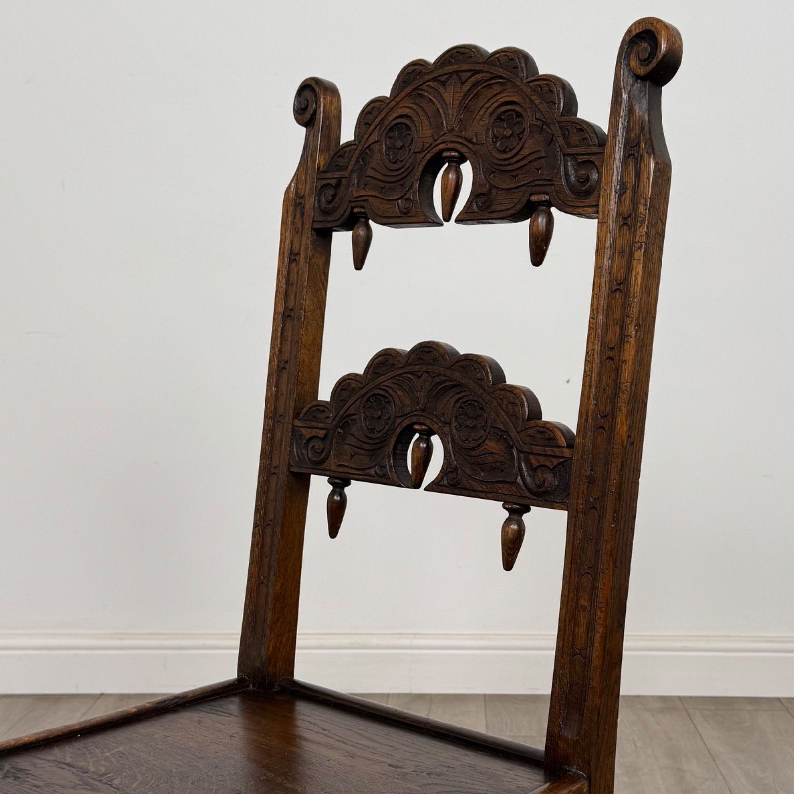 Antique 20th Century Set Of 4 Jacobean Style Oak Dining Chairs ( Af 5372 ) photo Furniture