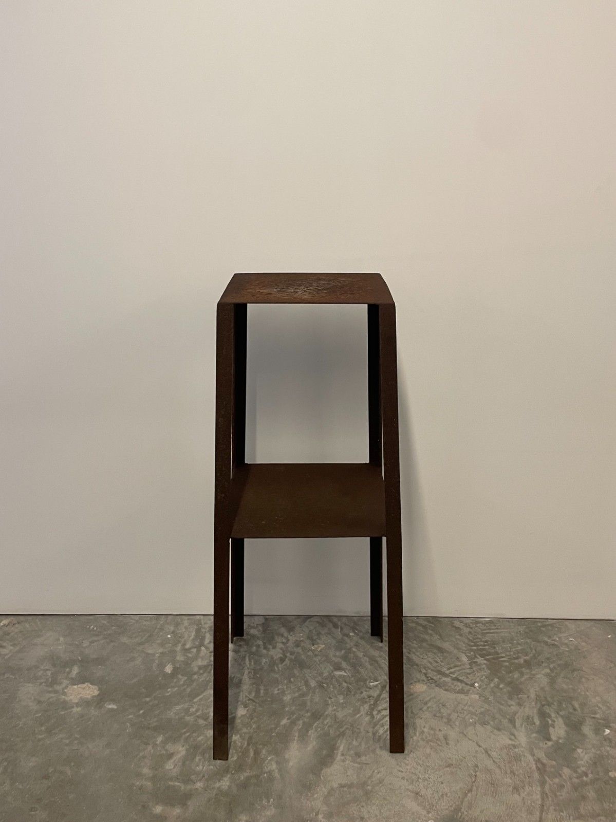 photo for sale Vintage Circa 1970s Mid Century Weathered Steel Pedestal Display Stand