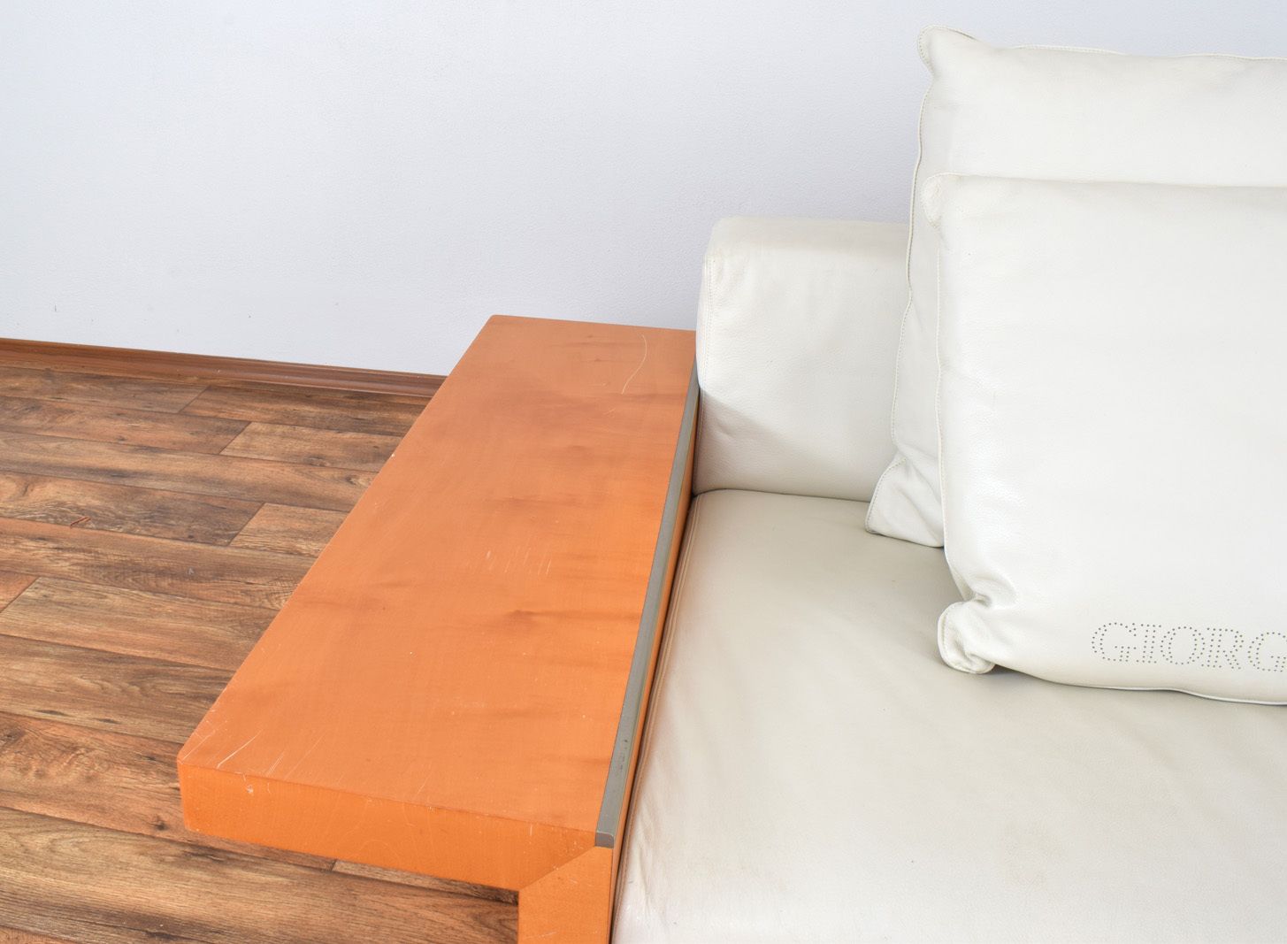 photo for sale Italian Leather Sofa From Giorgetti, 1980s.