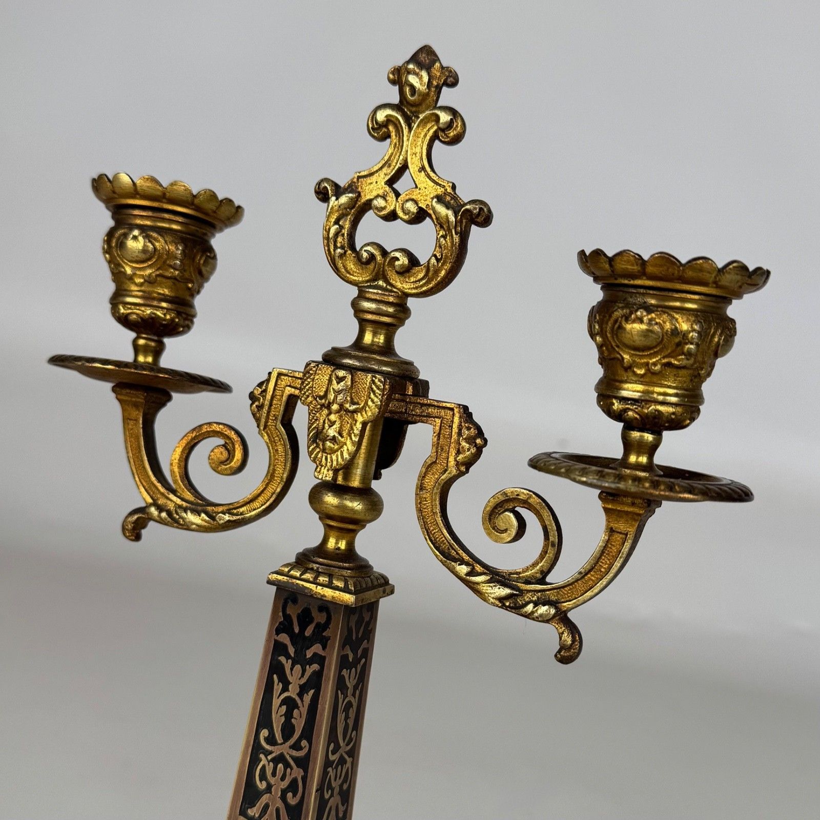 Antique 19th Century French Pair Of Brass Candelabra ( Af 5345 ) photo vinterior