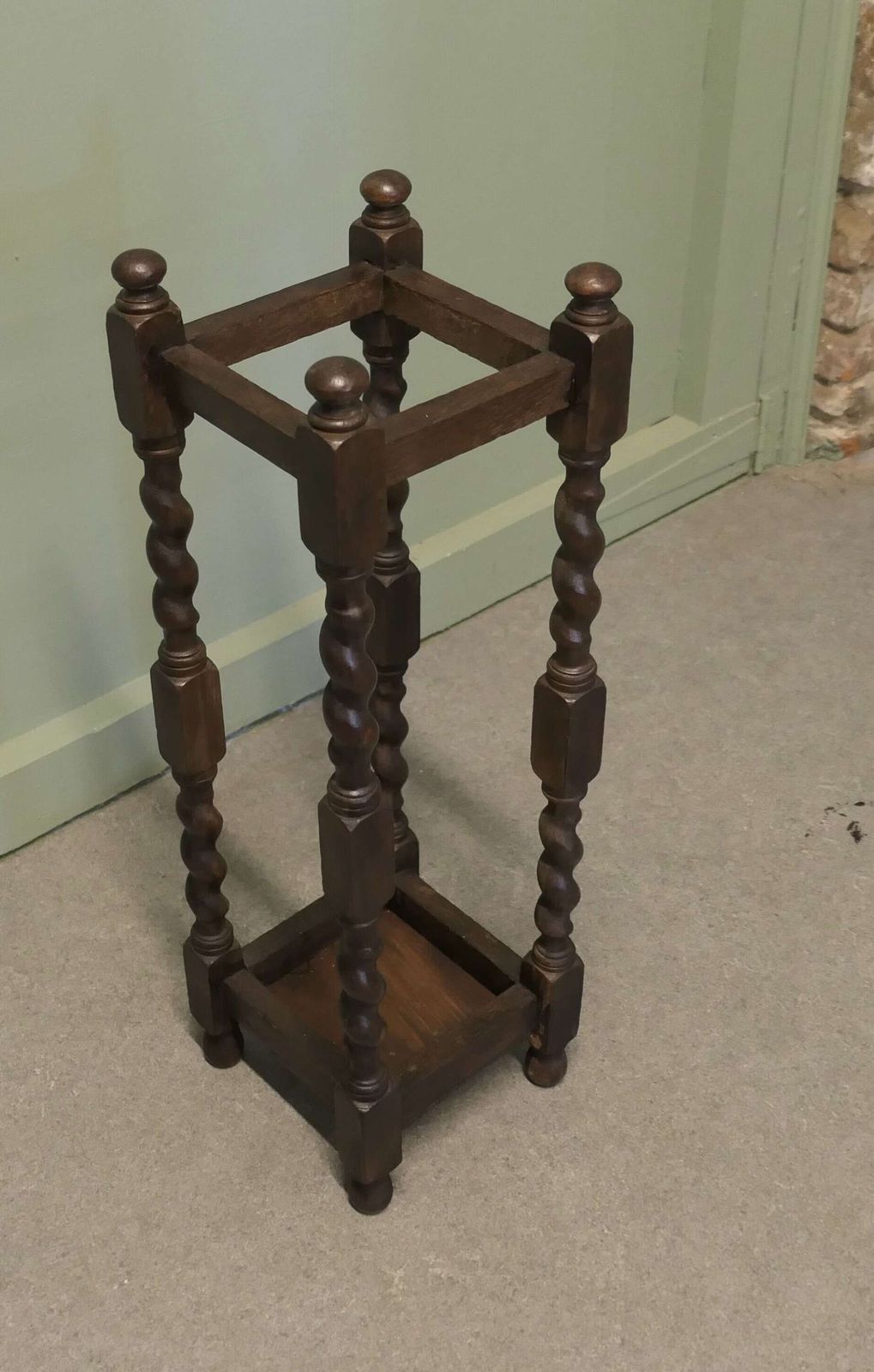 A 19th Century Oak Barley Twist Stick Stand Or Umbrella Hall Stand