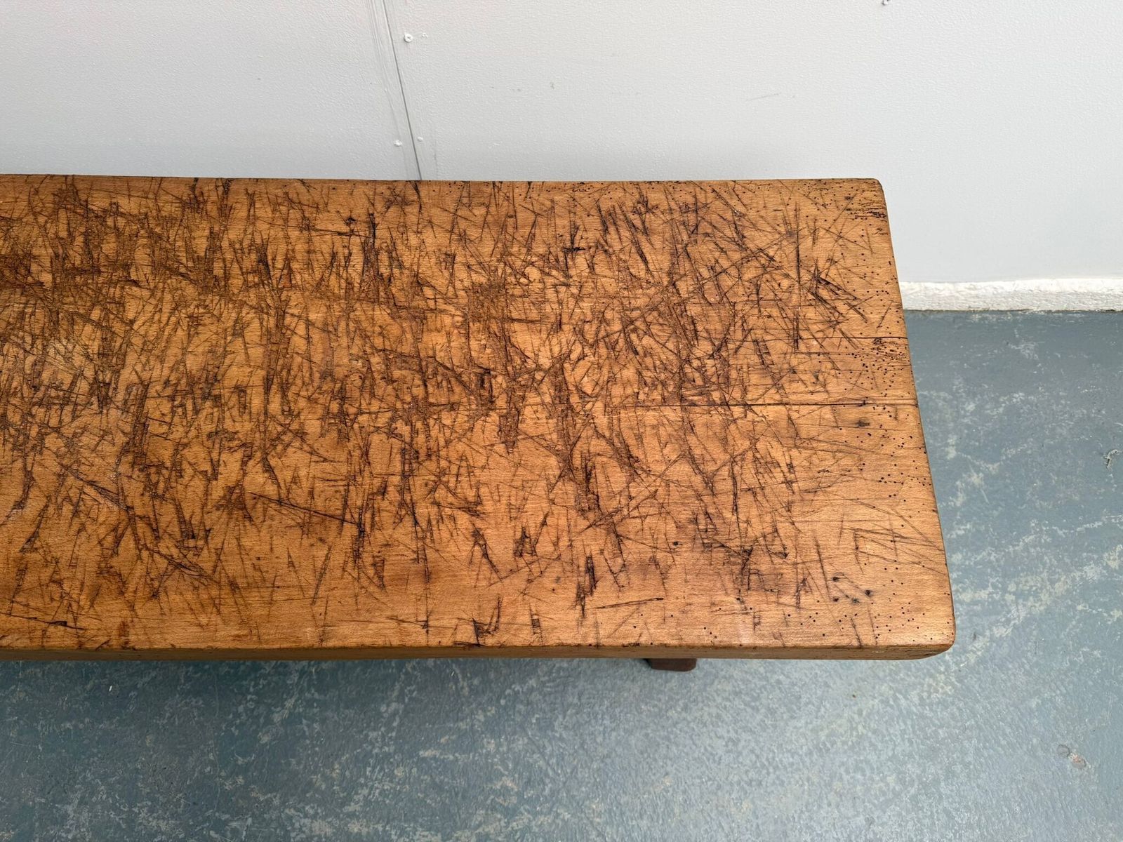 A Small Shallow Hungarian Antique Oak/Hardwood Pig Bench 156cm photo vintage