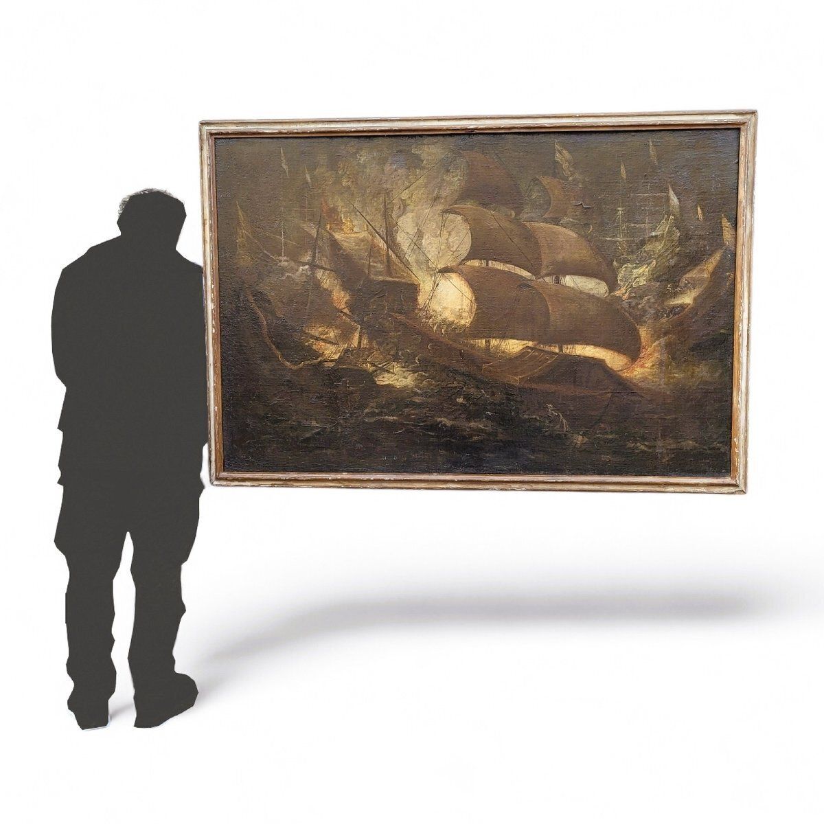 Battle Of Lepanto, 118x172cm, Oil On Canvas, Framed, 17th Century photo furniture
