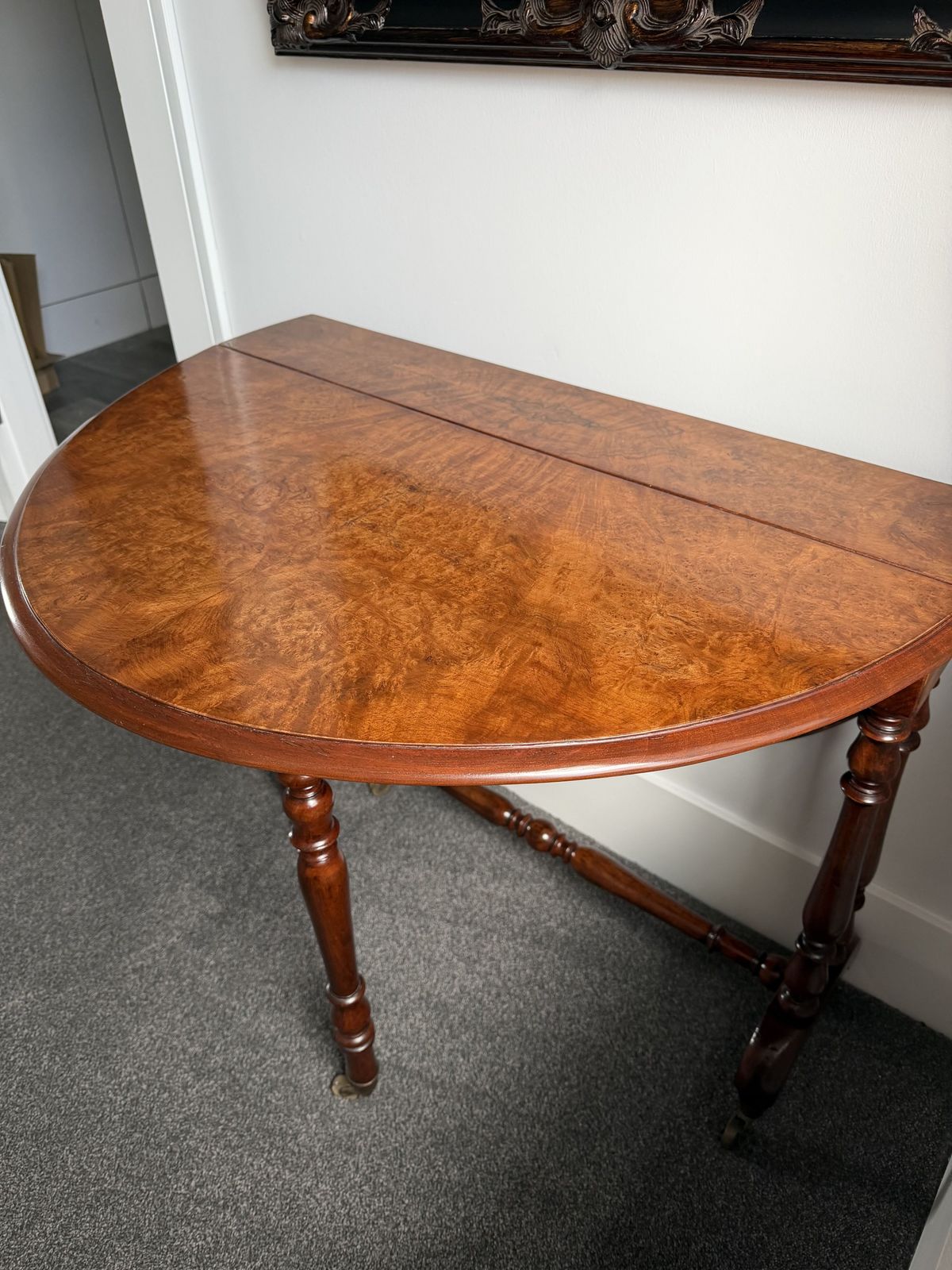 Burr Walnut Sutherland Drop Leaf Table photo furniture