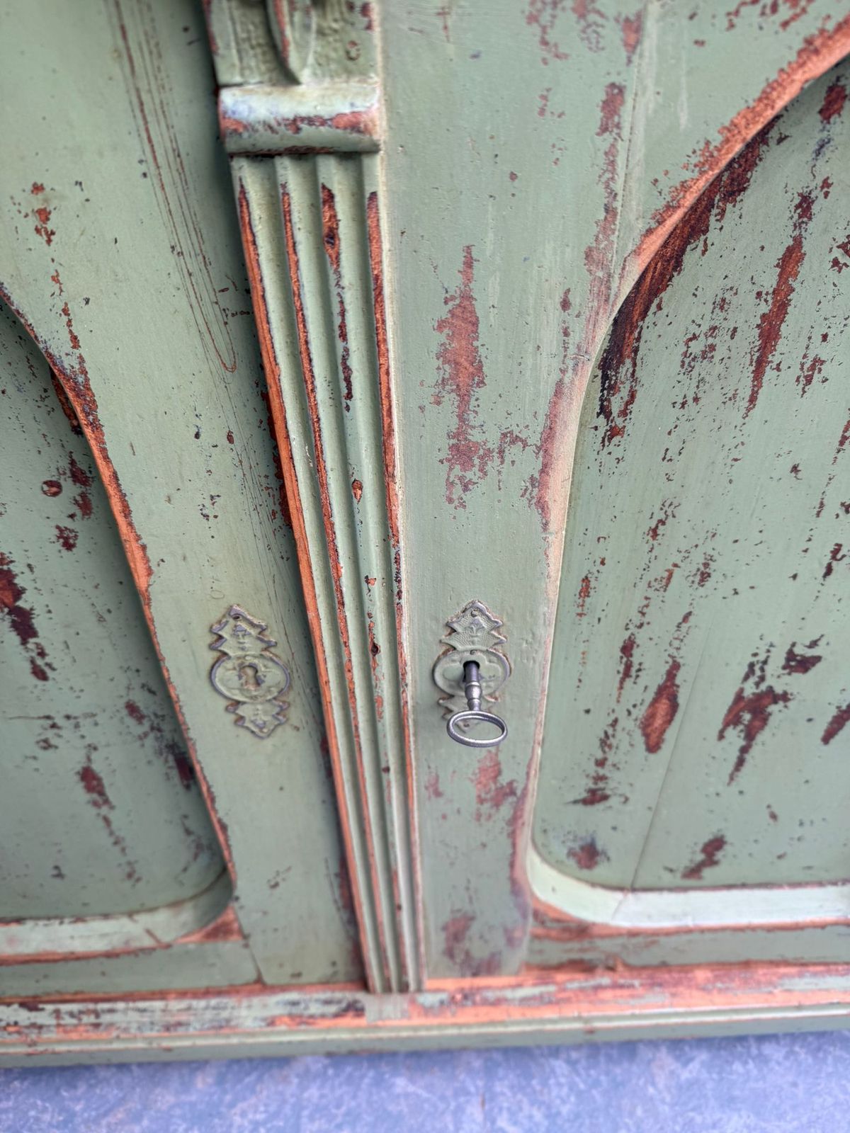 A Pretty Originally Painted Hungarian Light Green 2 Door Shallow Dresser Base photo buy