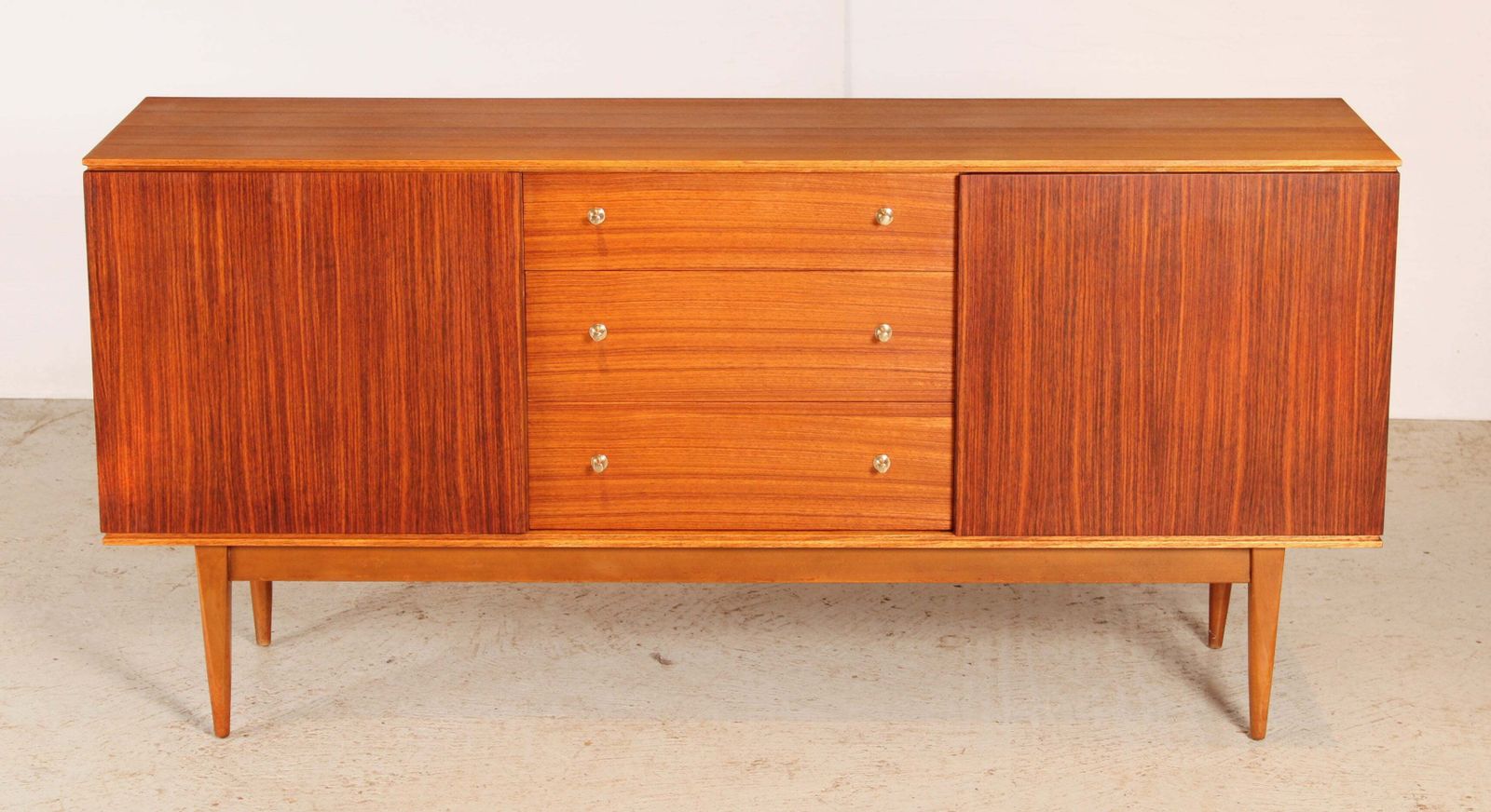 Mid Century Teak And Rosewood Sideboard With Brass Handles By Wrighton, Circa 1960s