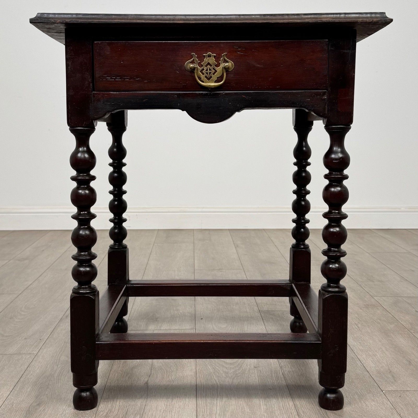 Antique 19th Century Bobbin Turned Side Table In Oak ( Af 5369 )