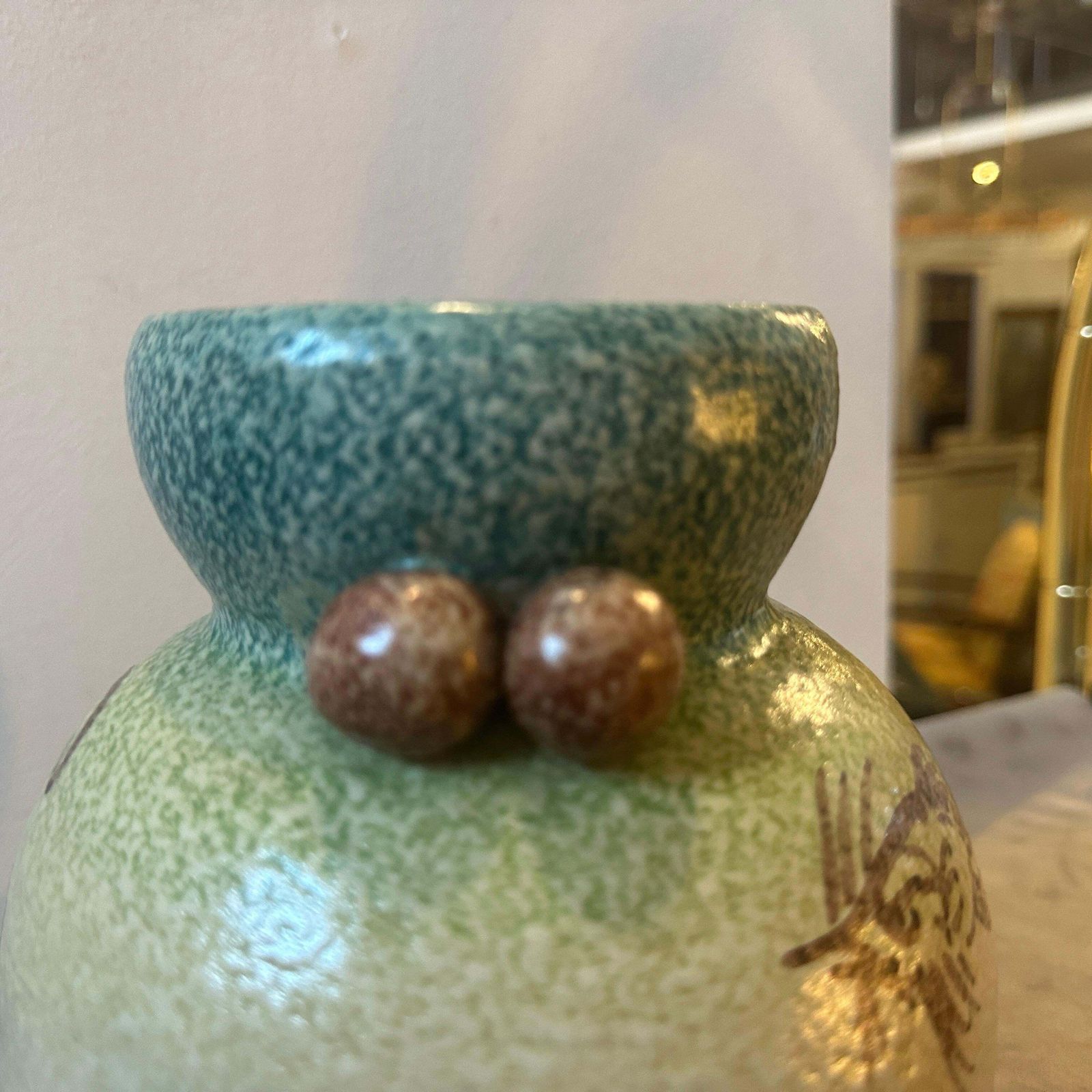 1930s Art Deco Futurist Hand Painted Ceramic Vase By Iama Albisola photo vintage