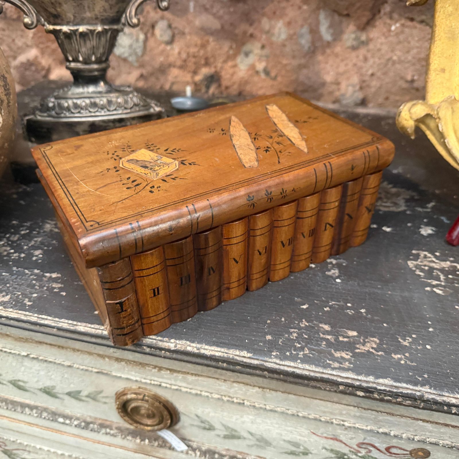 1920s Art Deco Inlaid Fruit Wood Cigar Box Form Sorrento Italy photo furniture